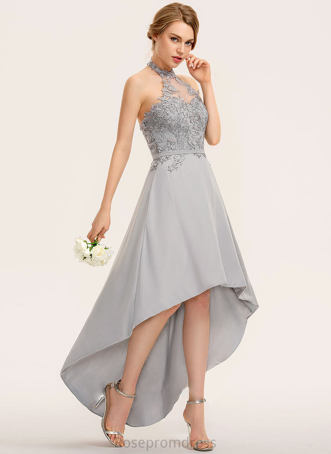 Halter Asymmetrical Fabric A-Line Straps Lace Silhouette Length Neckline Sahna Spaghetti Staps Floor Length Bridesmaid Dresses
