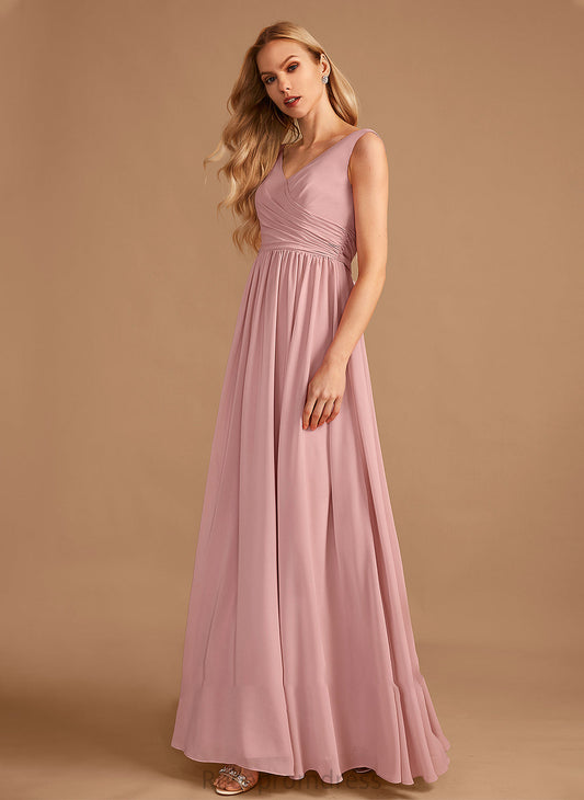 Bow(s) Neckline Ruffle V-neck Silhouette Embellishment Fabric A-Line Length Floor-Length Dylan Bridesmaid Dresses