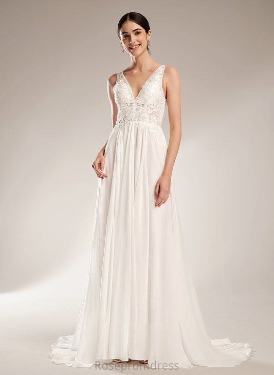 Guadalupe With V-neck Beading Sequins Court Train Dress A-Line Wedding Dresses Wedding