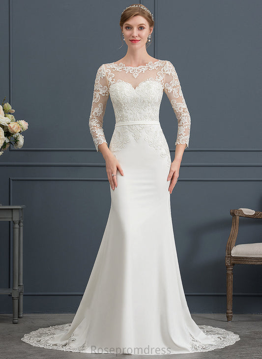 Lace Stretch Wedding Illusion Train Chapel Wedding Dresses Bailey Crepe Trumpet/Mermaid Dress With