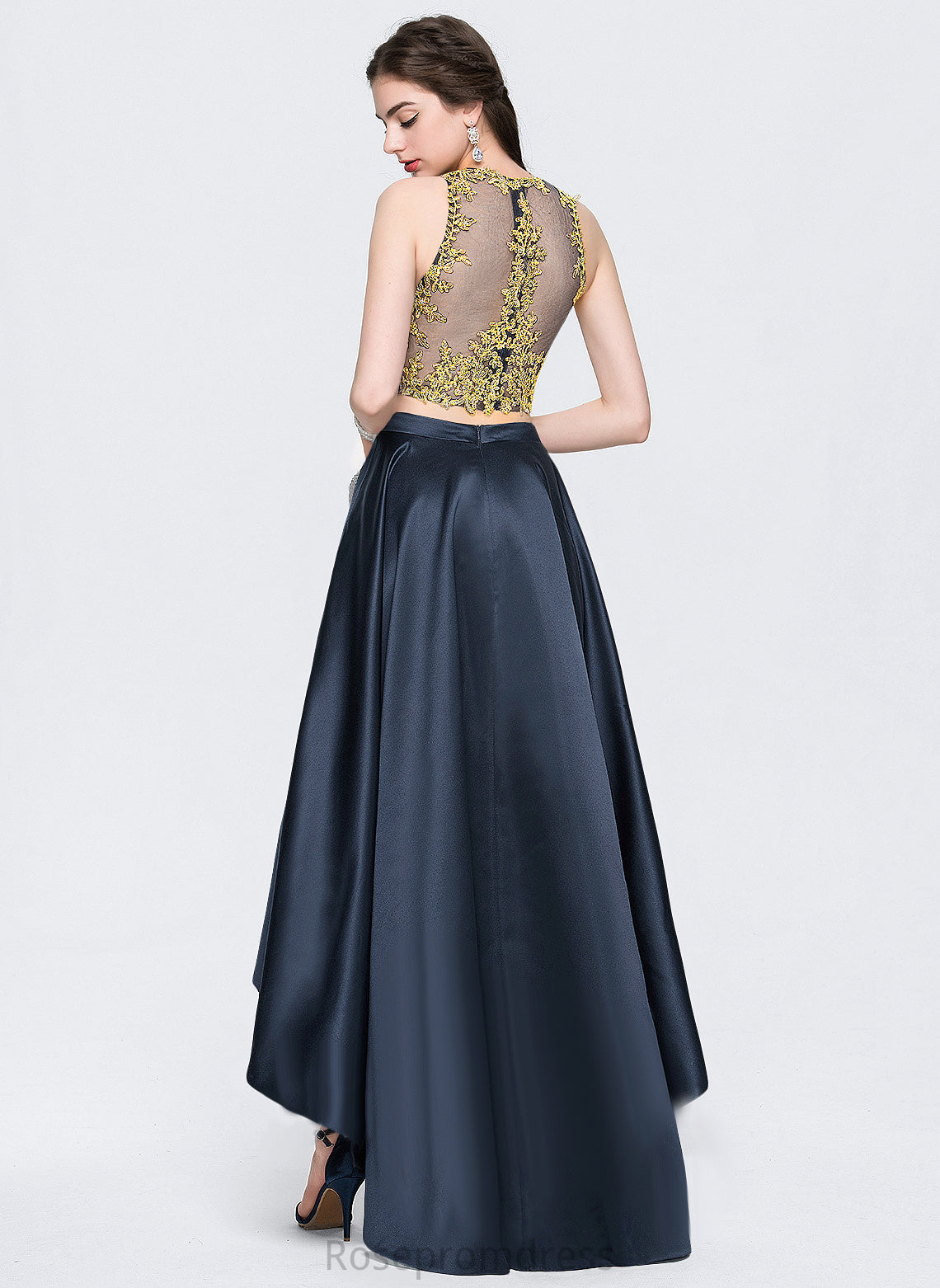 Sequins Beading Asymmetrical With Prom Dresses Satin A-Line Scoop Sonia