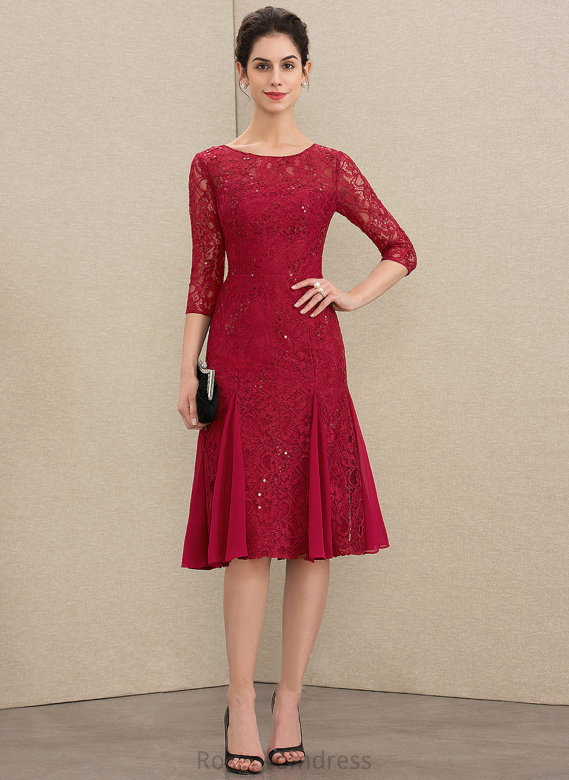 Lace Mother of the Bride Dresses Neck With Hannah of the Knee-Length Dress Sequins Mother A-Line Bride Scoop