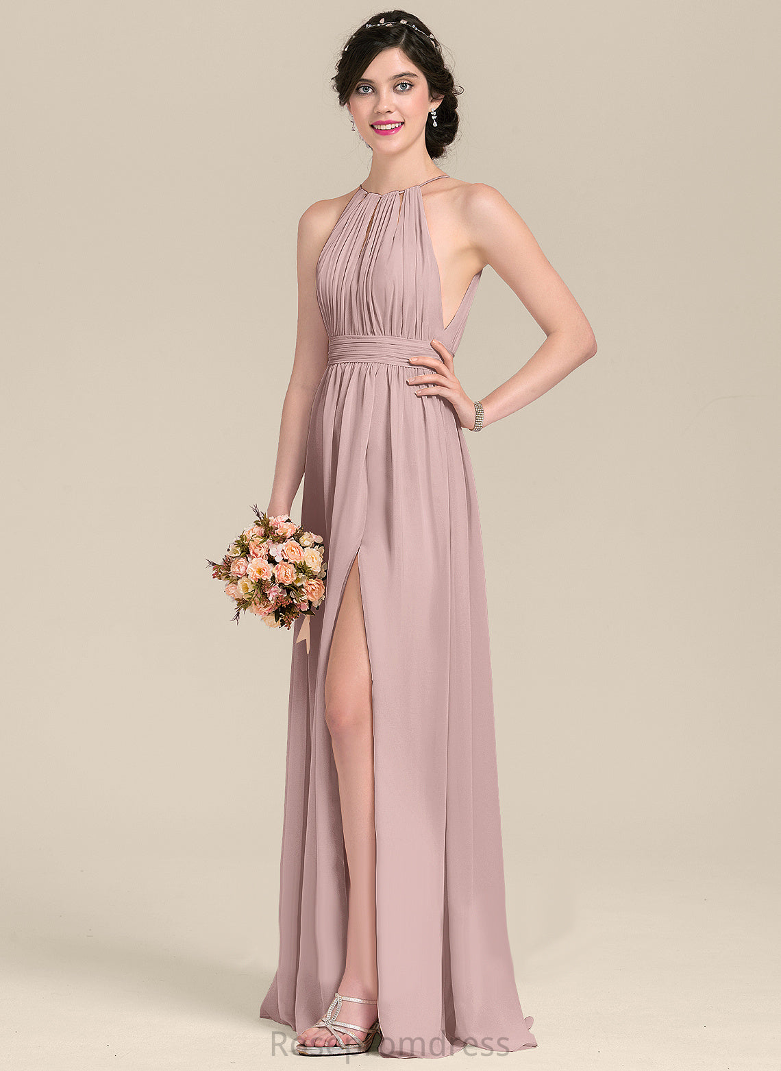 Scoop Silhouette Fabric Floor-Length Neckline Straps&Sleeves A-line Length Karma Floor Length Sleeveless Natural Waist Bridesmaid Dresses