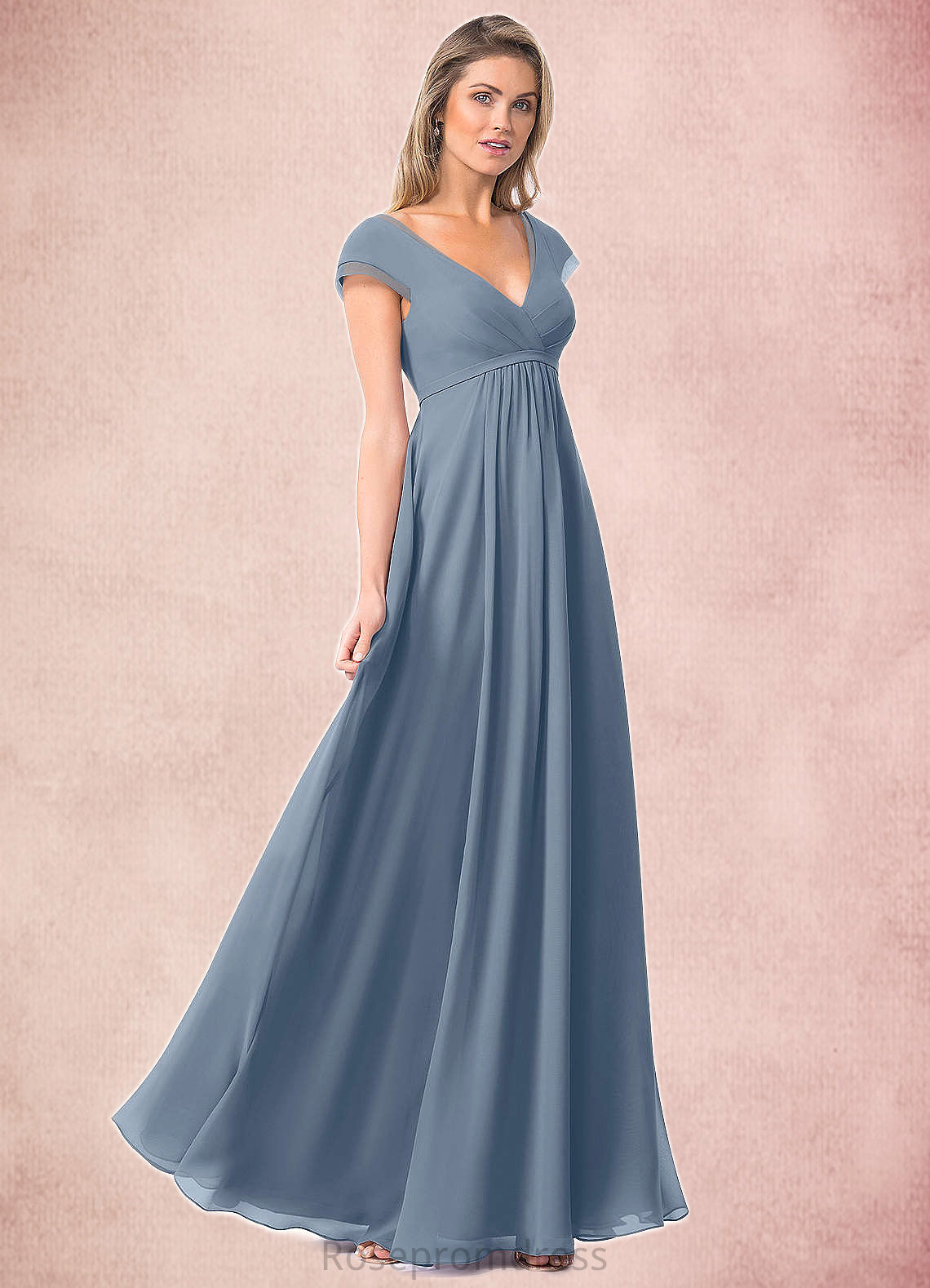 Hannah A-Line Pleated Chiffon Floor-Length Dress SRSP0019764