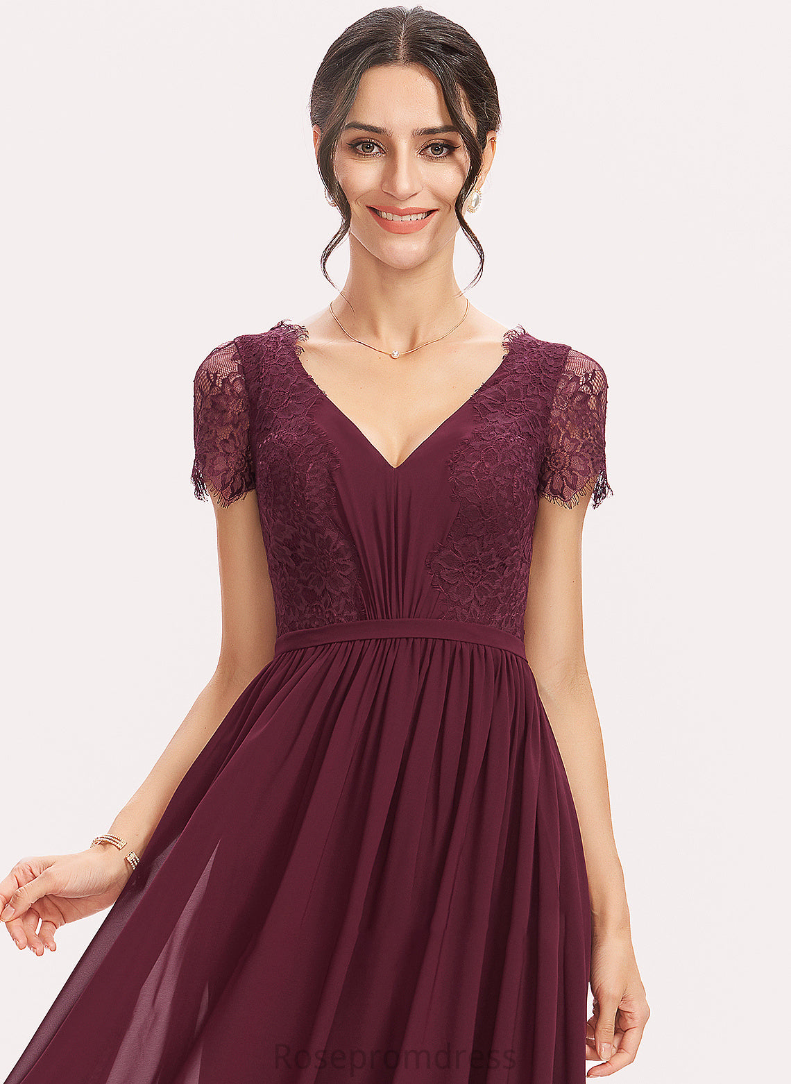 V-neck A-Line Lace Silhouette Fabric Length Floor-Length Neckline Embellishment Nan Bridesmaid Dresses