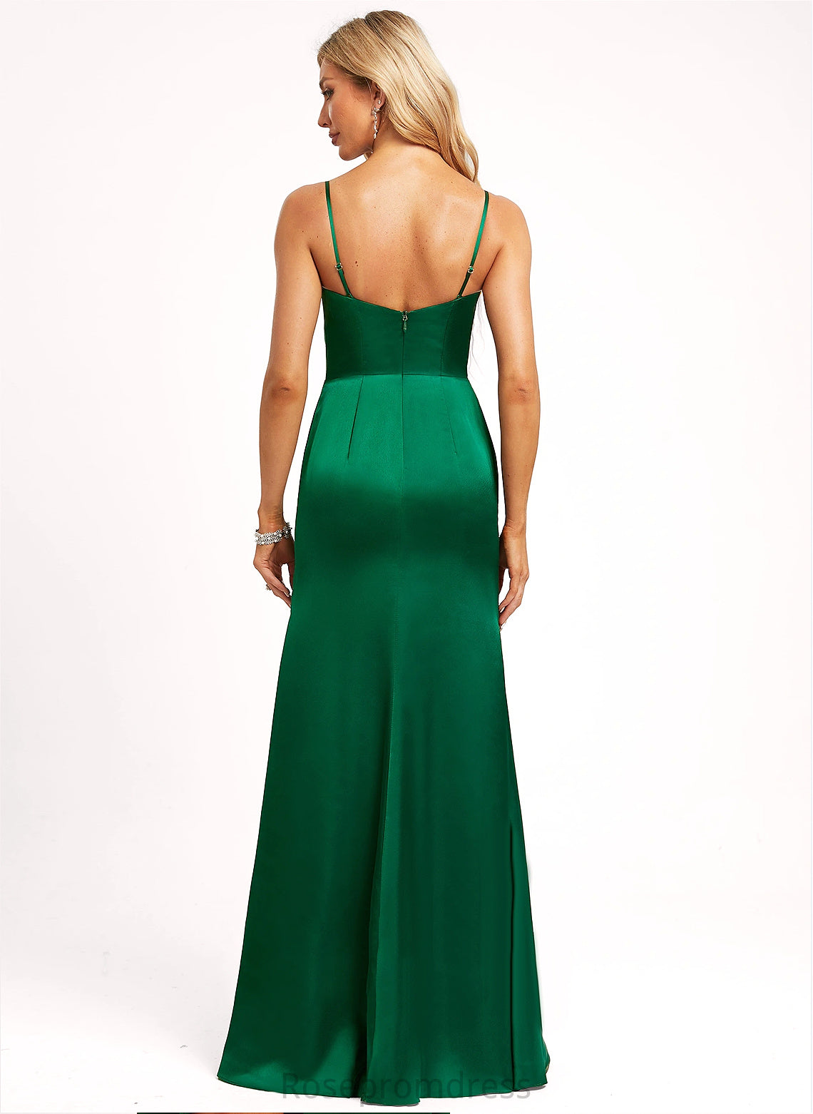 Straps&Sleeves Silhouette Length Neckline Floor-Length Cowl Sleeveless BackStyle SpaghettiStraps A-line Rebekah Natural Waist Bridesmaid Dresses