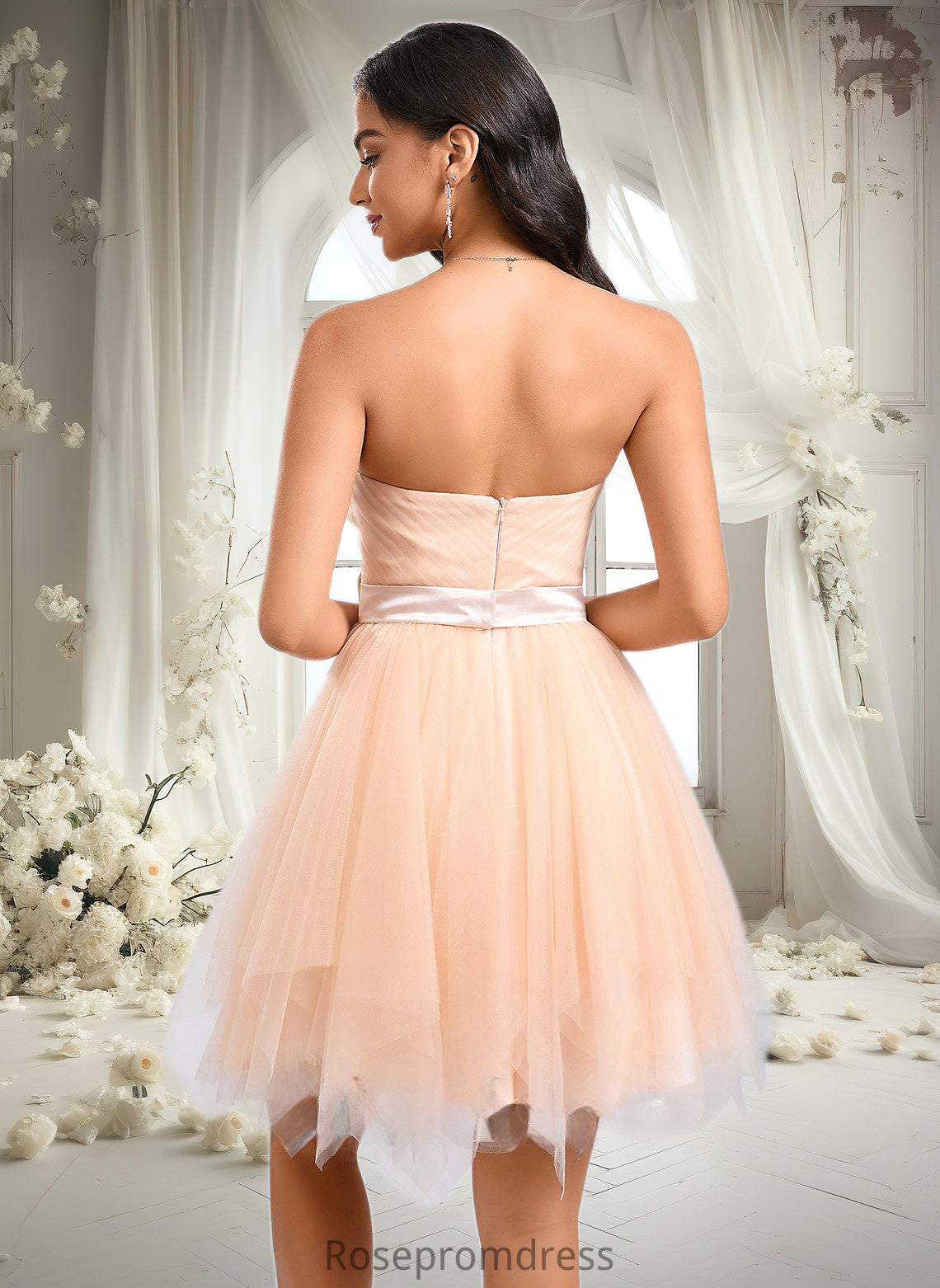 Viola Ball-Gown/Princess Sweetheart Short Tulle Homecoming Dress With Bow DSP0025719