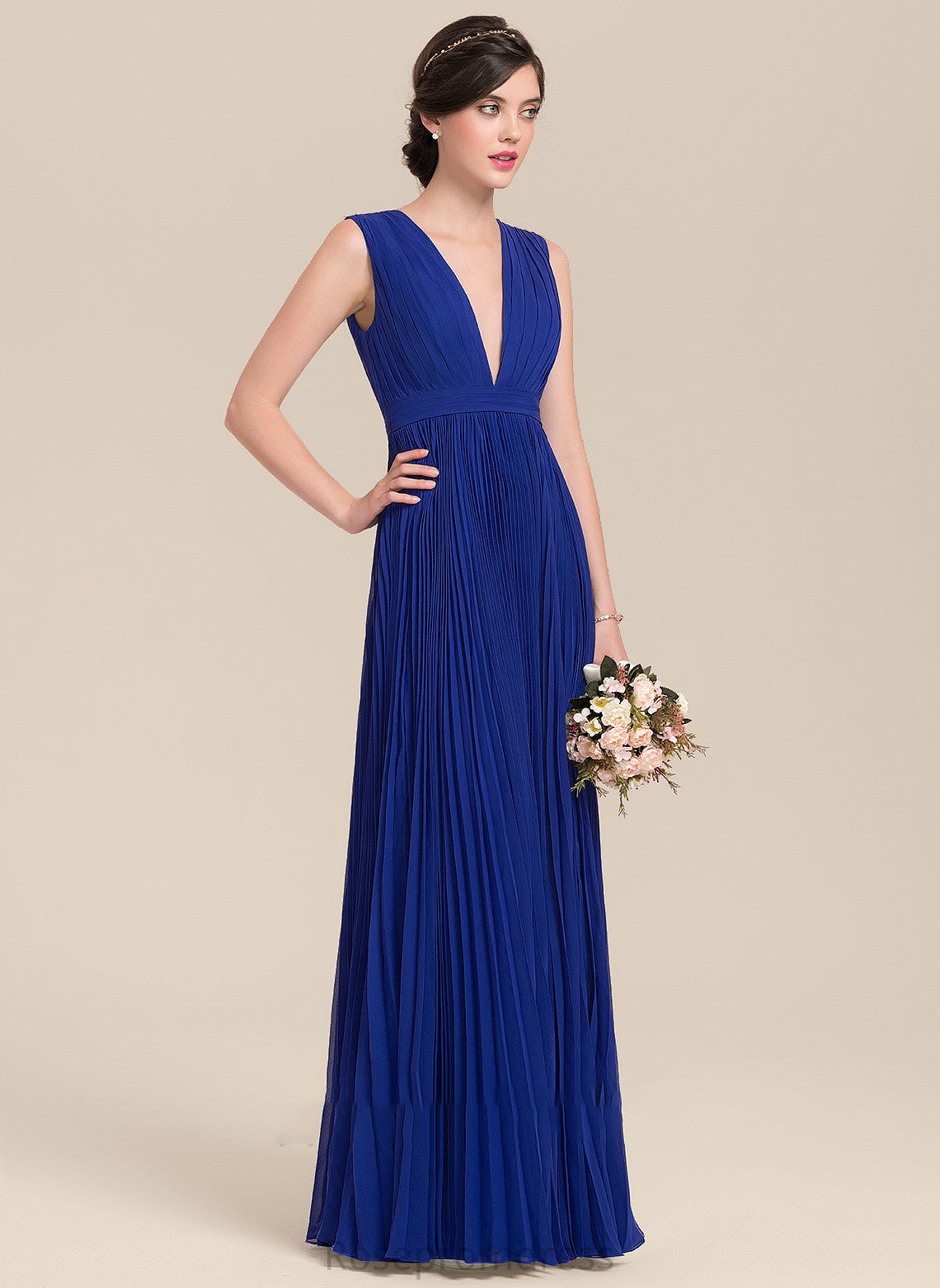 Embellishment V-neck Pleated Neckline Bow(s) Fabric Silhouette Floor-Length A-Line Length Jacey V-Neck Bridesmaid Dresses