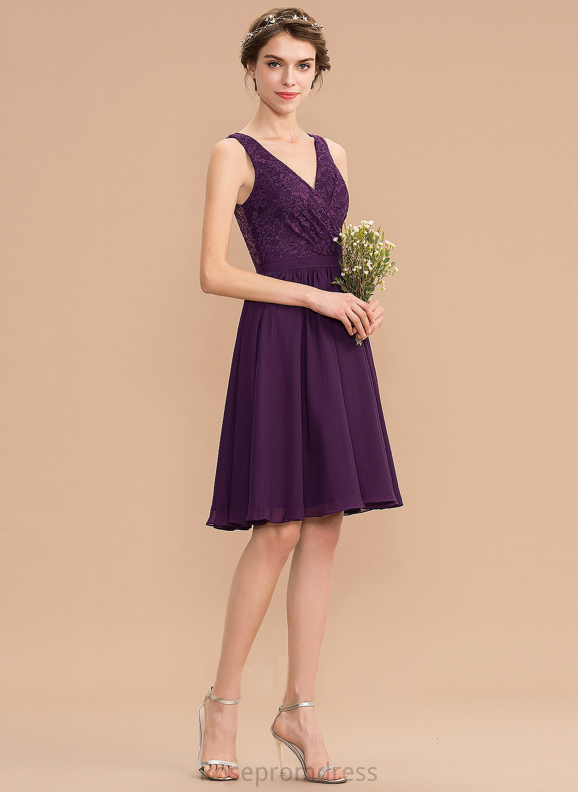 Length A-Line Ruffle Knee-Length V-neck Fabric Silhouette Neckline Embellishment Ireland Bridesmaid Dresses