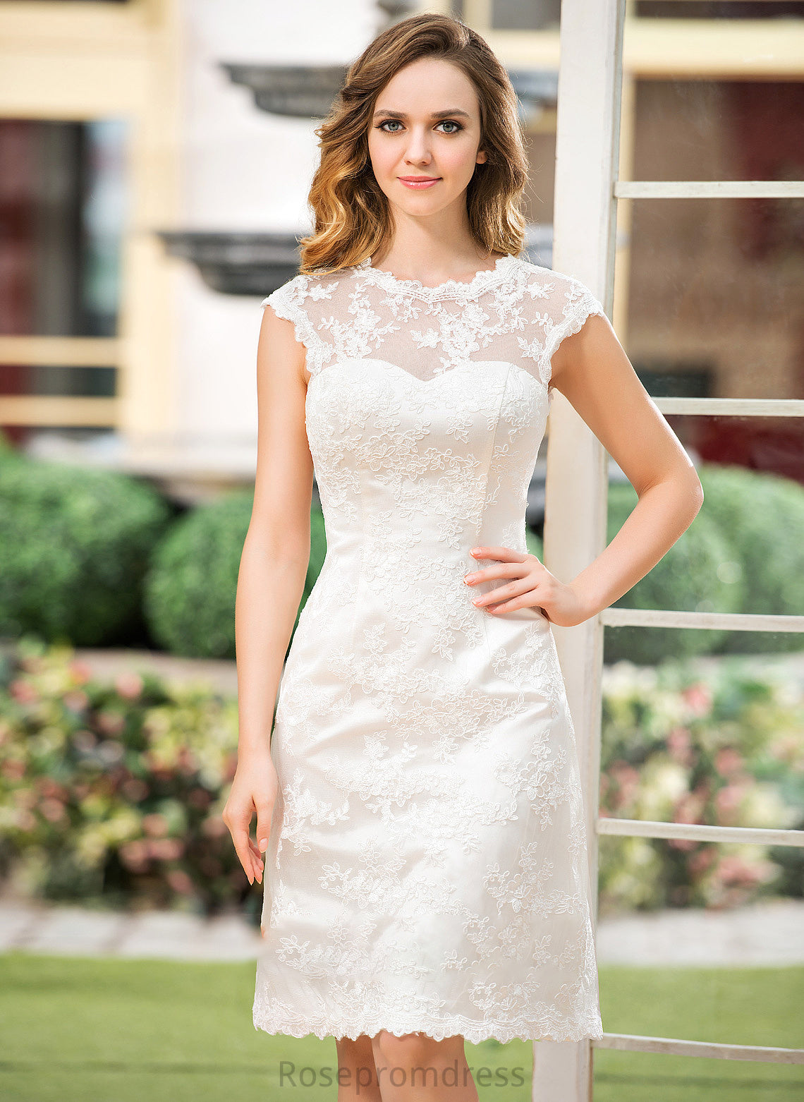 Knee-Length Dress A-Line Sophia Wedding Dresses Scoop Wedding Neck Lace