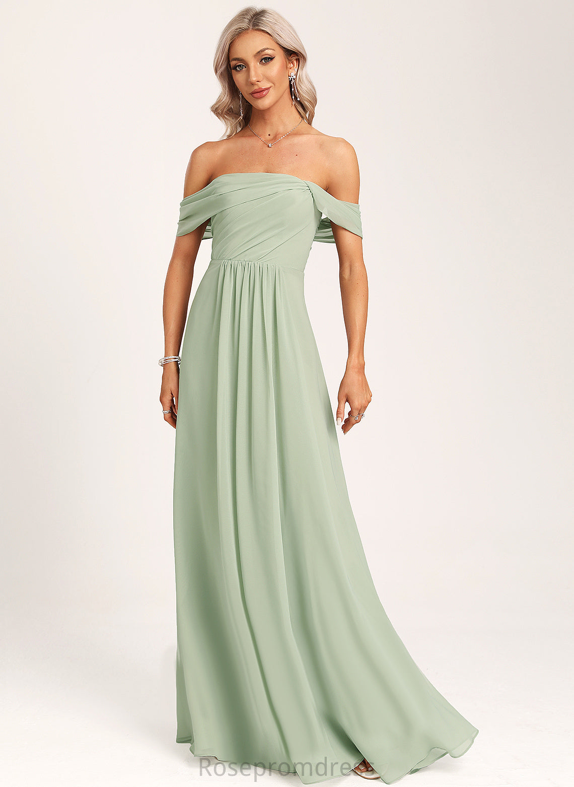 Fabric Floor-Length Ruffle Off-the-Shoulder Length Neckline Silhouette Embellishment A-Line Kit Velvet Trumpet/Mermaid Bridesmaid Dresses