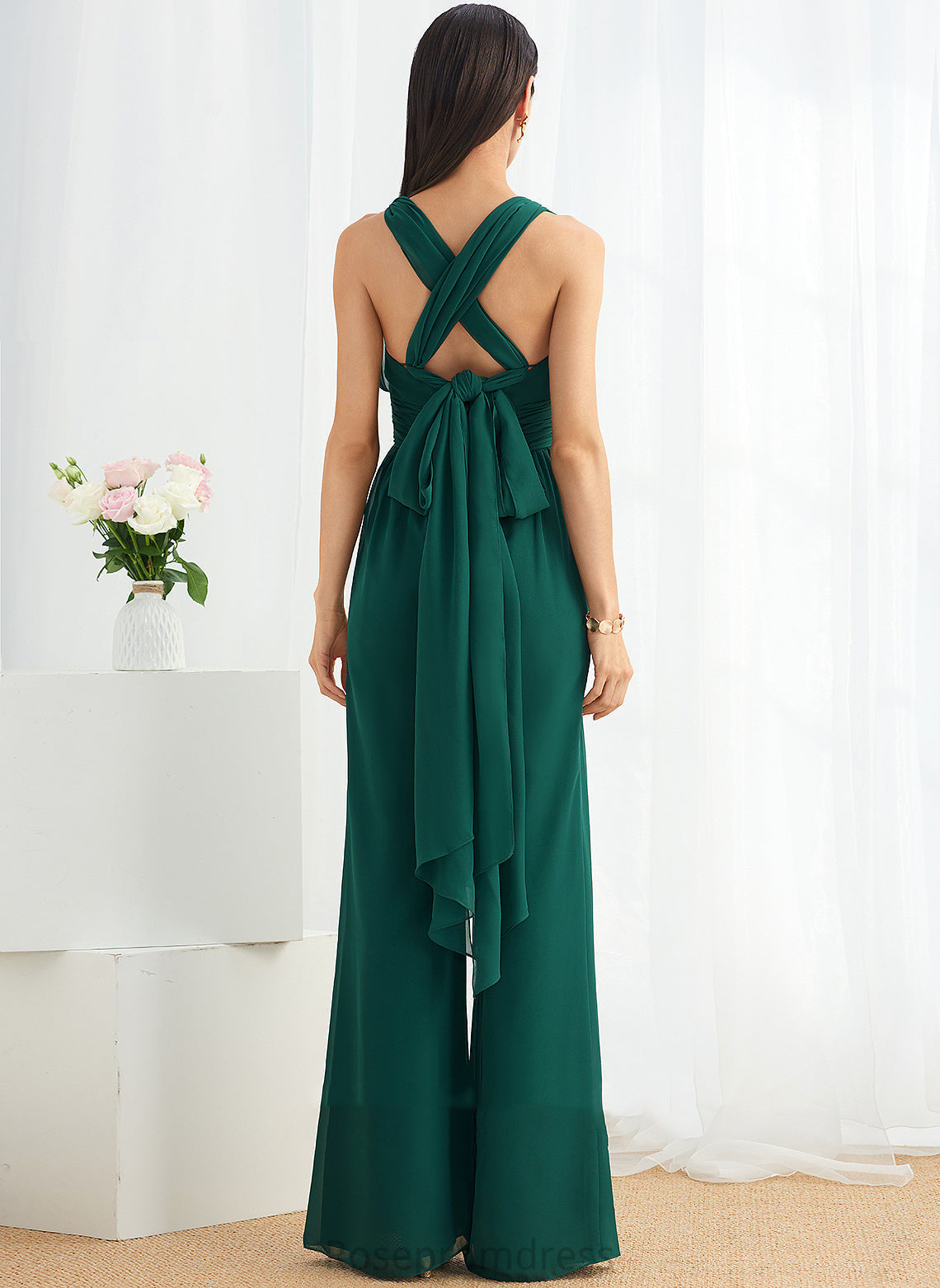 Straps Neckline Length Floor-Length V-neck Ruffle Halter HighNeck Embellishment Fabric One-Shoulder Theresa Bridesmaid Dresses