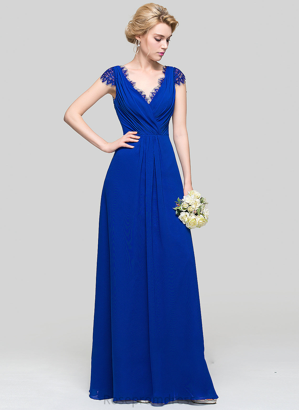 Length Neckline A-Line Floor-Length Silhouette Fabric Embellishment Ruffle V-neck Persis Natural Waist V-Neck Bridesmaid Dresses