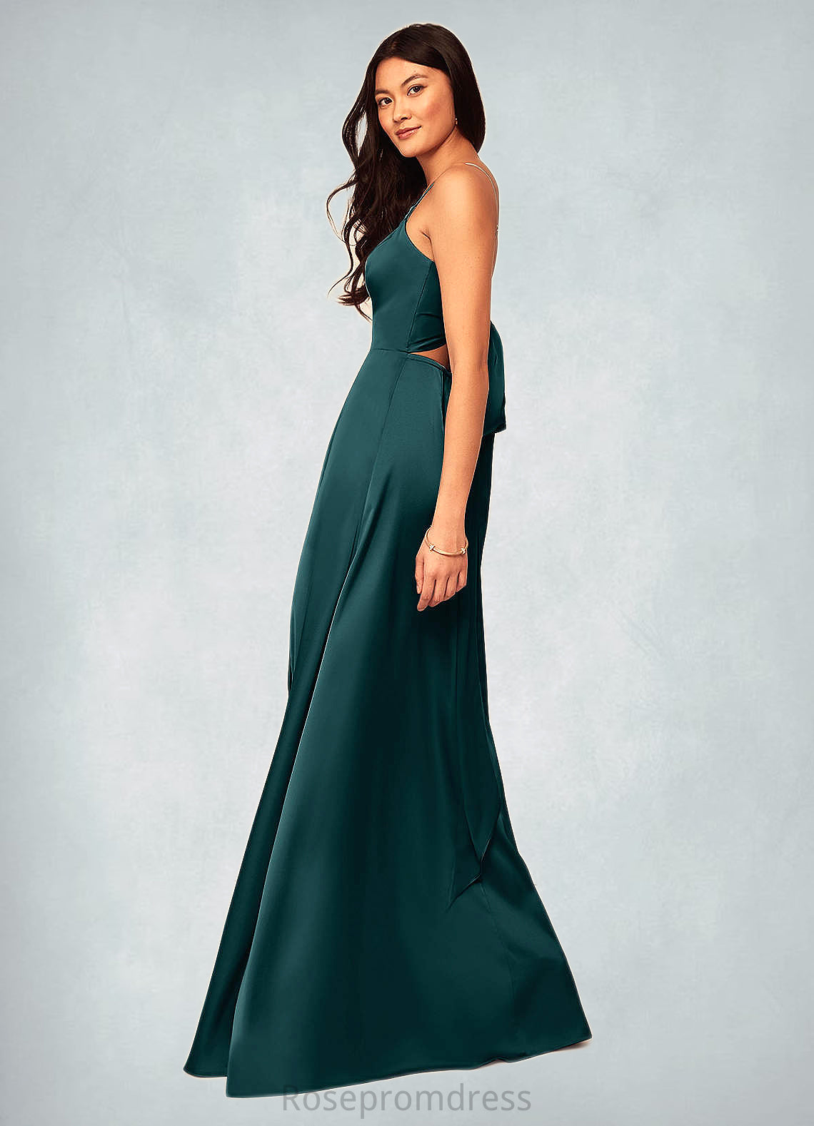 Mabel A-Line Stretch Satin Floor-Length Dress SRSP0019692