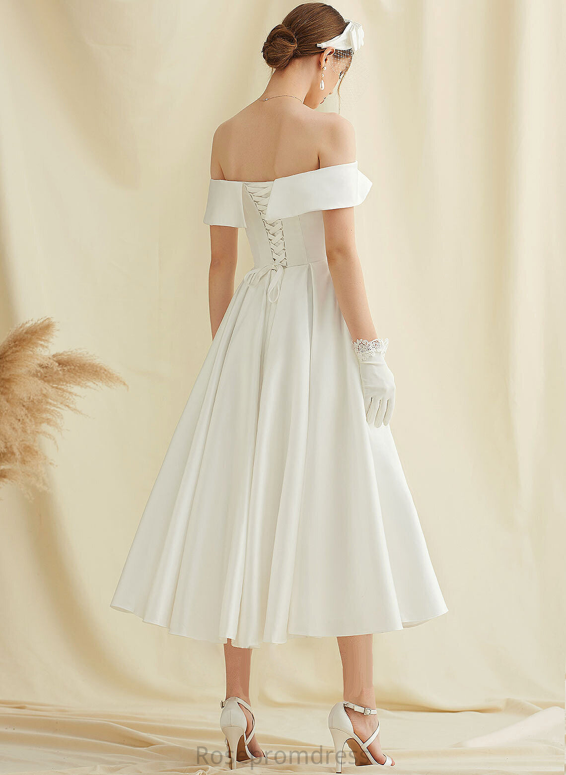 Satin Pockets A-Line Dress Tea-Length Juliana With Wedding Wedding Dresses