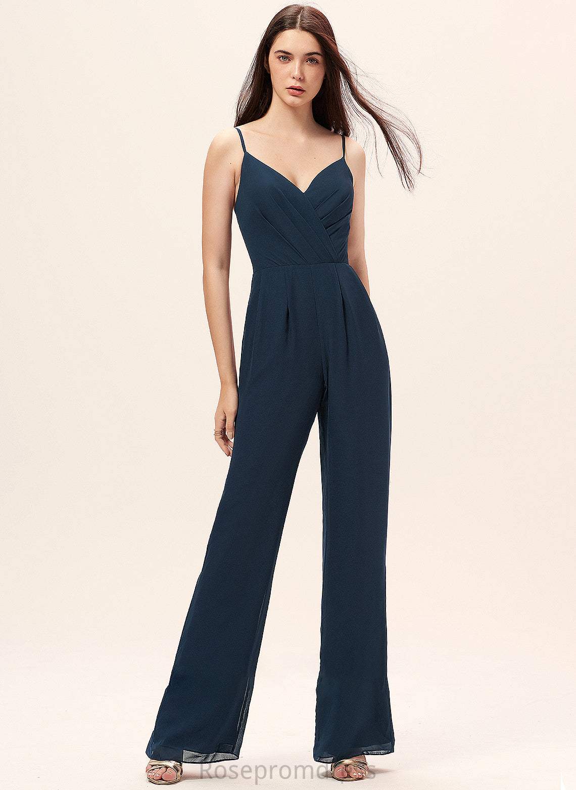 Straps Ruffle V-neck Fabric Floor-Length Neckline Embellishment Length Renee Floor Length Sleeveless V-Neck Bridesmaid Dresses