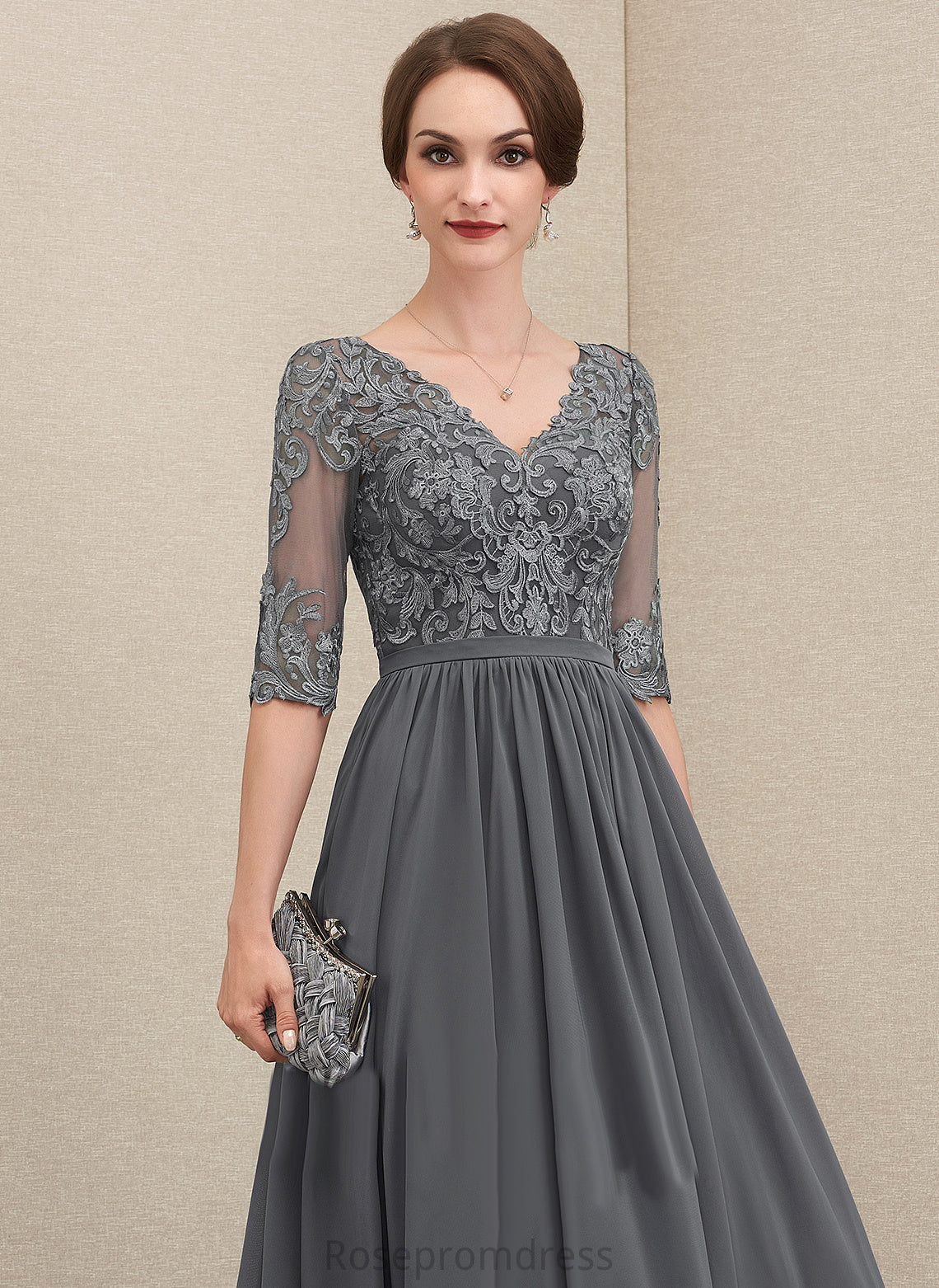 Bride Dress A-Line Lace Vanessa the V-neck Ankle-Length of Mother Mother of the Bride Dresses Chiffon
