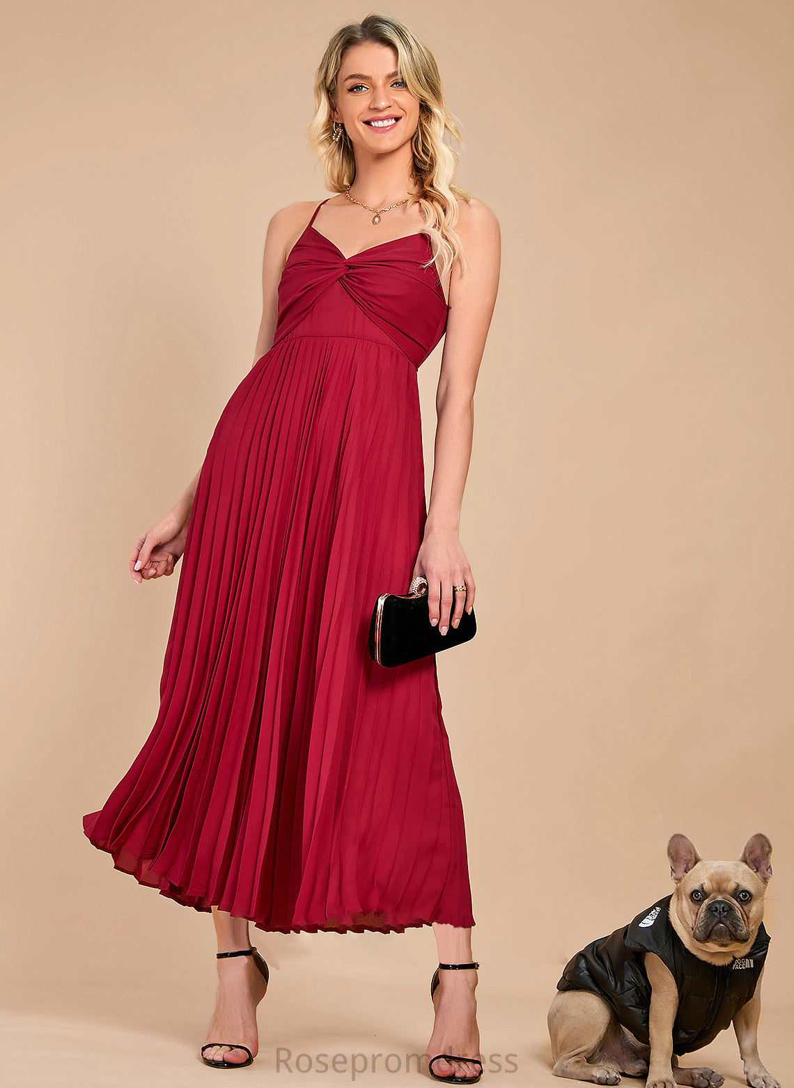 V-neck A-Line Silhouette Length Straps Fabric Ankle-Length Neckline Guadalupe Bridesmaid Dresses