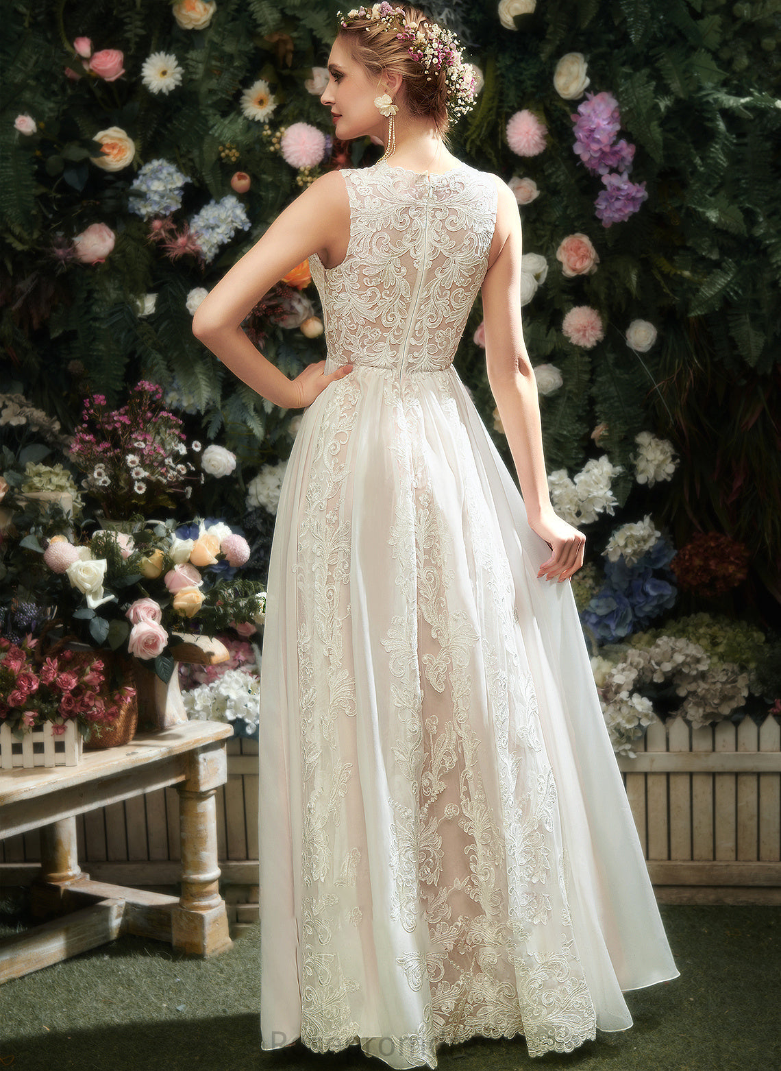 Neck Wedding Dresses Dress Lace Vivian With Floor-Length Wedding Scoop A-Line