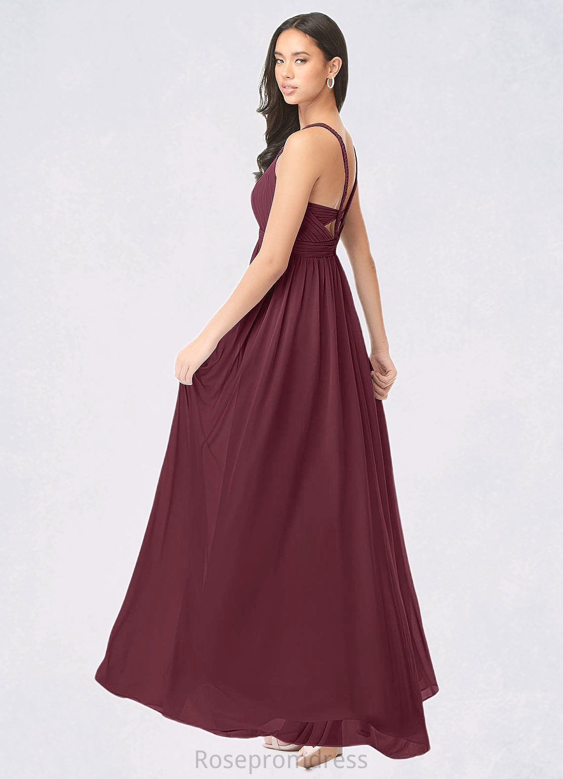 Quinn A-Line Pleated Chiffon Floor-Length Dress SRSP0019693