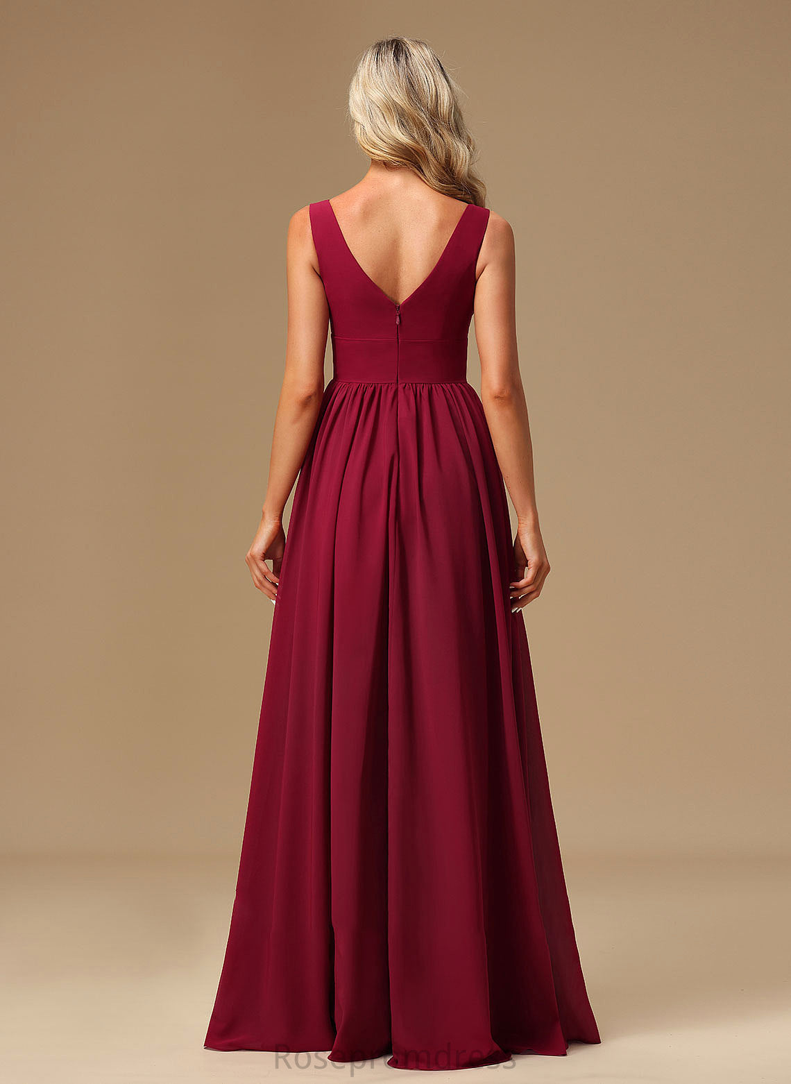 A-Line Silhouette Floor-Length V-neck SplitFront Length Neckline Embellishment Fabric Cloe Floor Length Natural Waist Bridesmaid Dresses