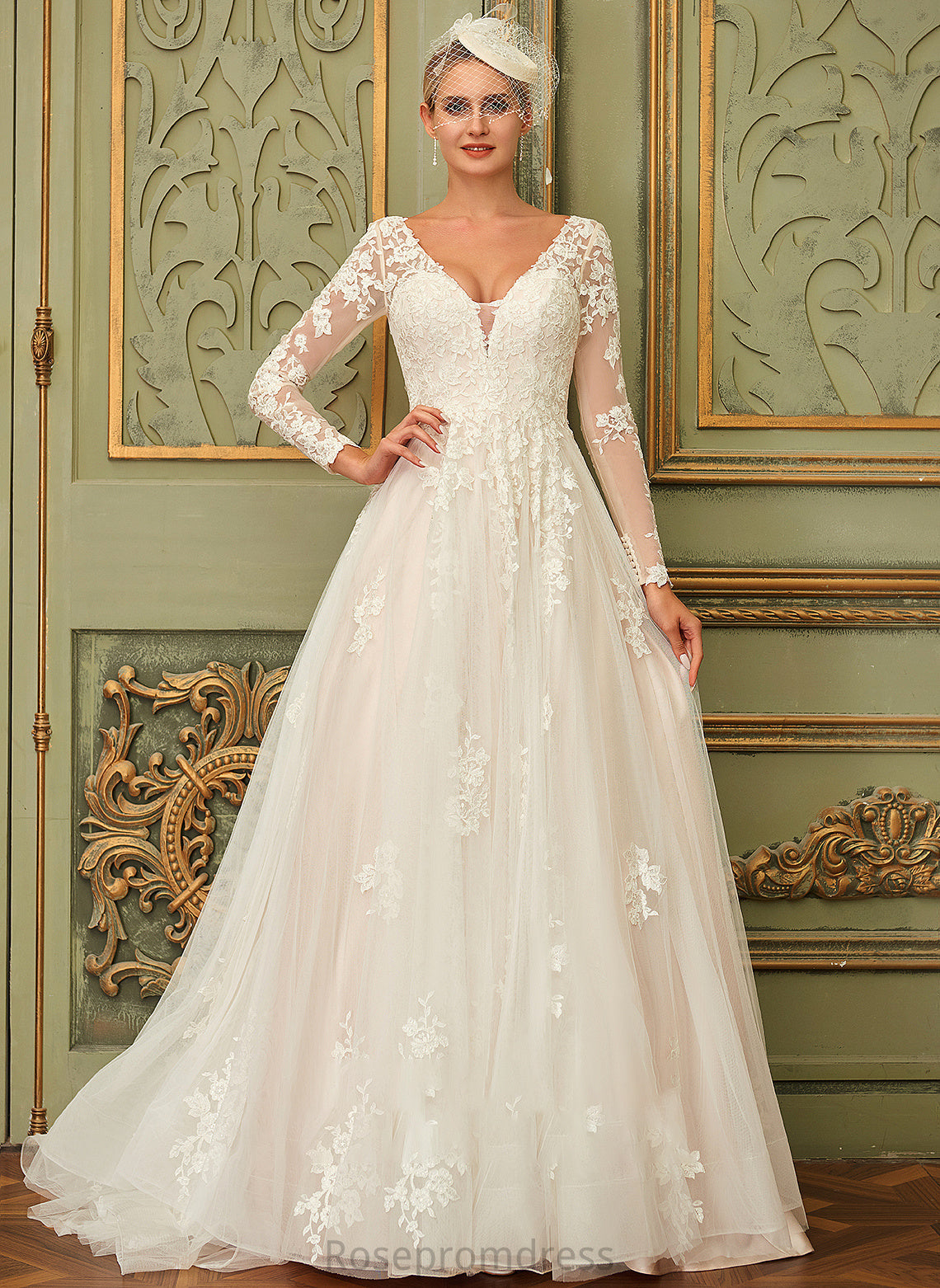 Lace Train Wedding Wedding Dresses Dress Jessica V-neck Ball-Gown/Princess Sweep Tulle