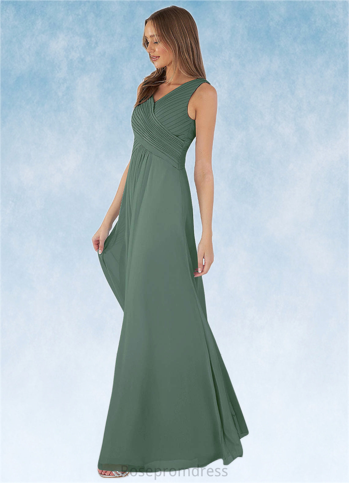 Sharon A-Line Pleated Chiffon Floor-Length Dress SRSP0019699