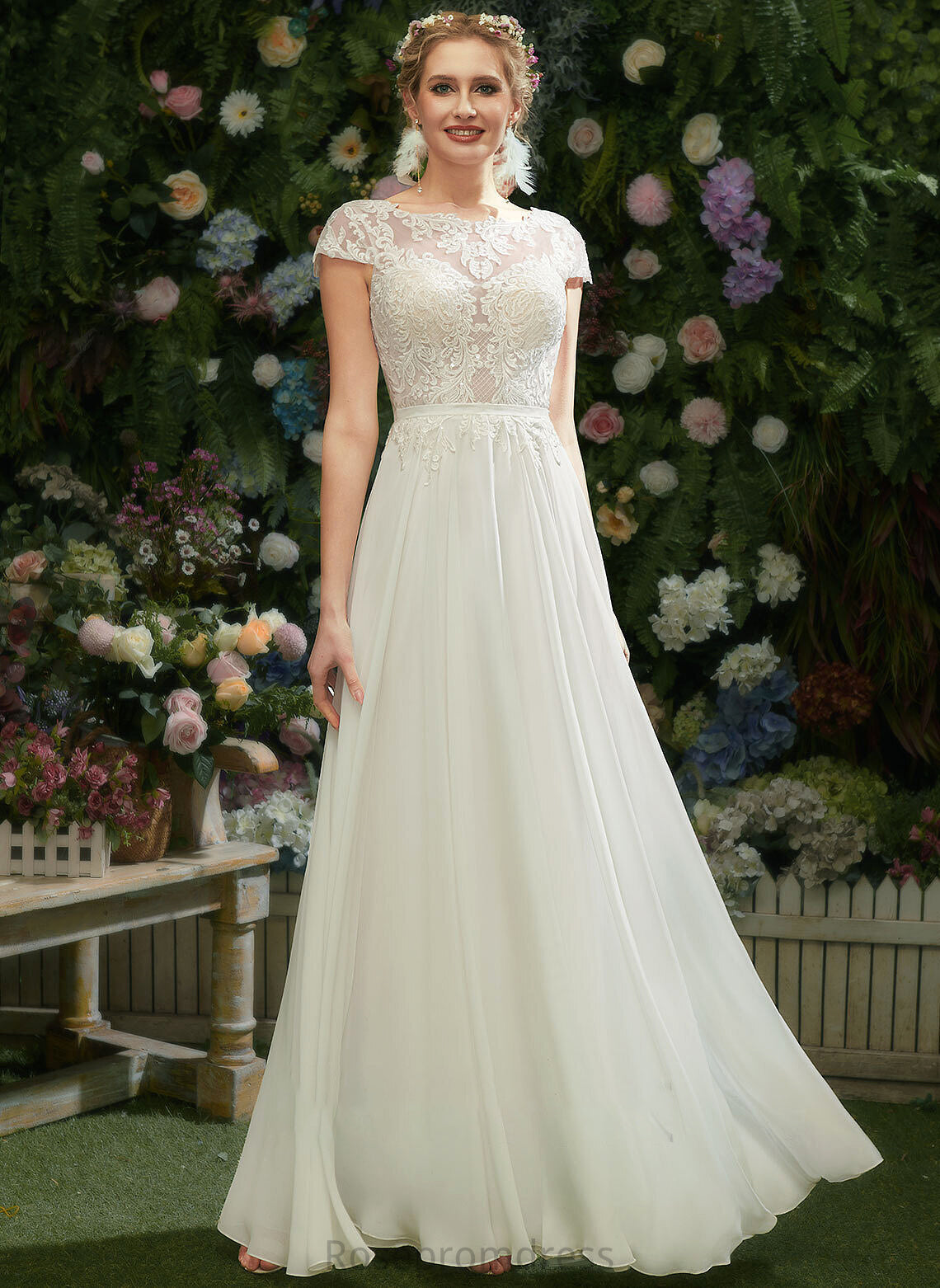 A-Line Dress With Kathy Wedding Lace Wedding Dresses Sequins Illusion Floor-Length