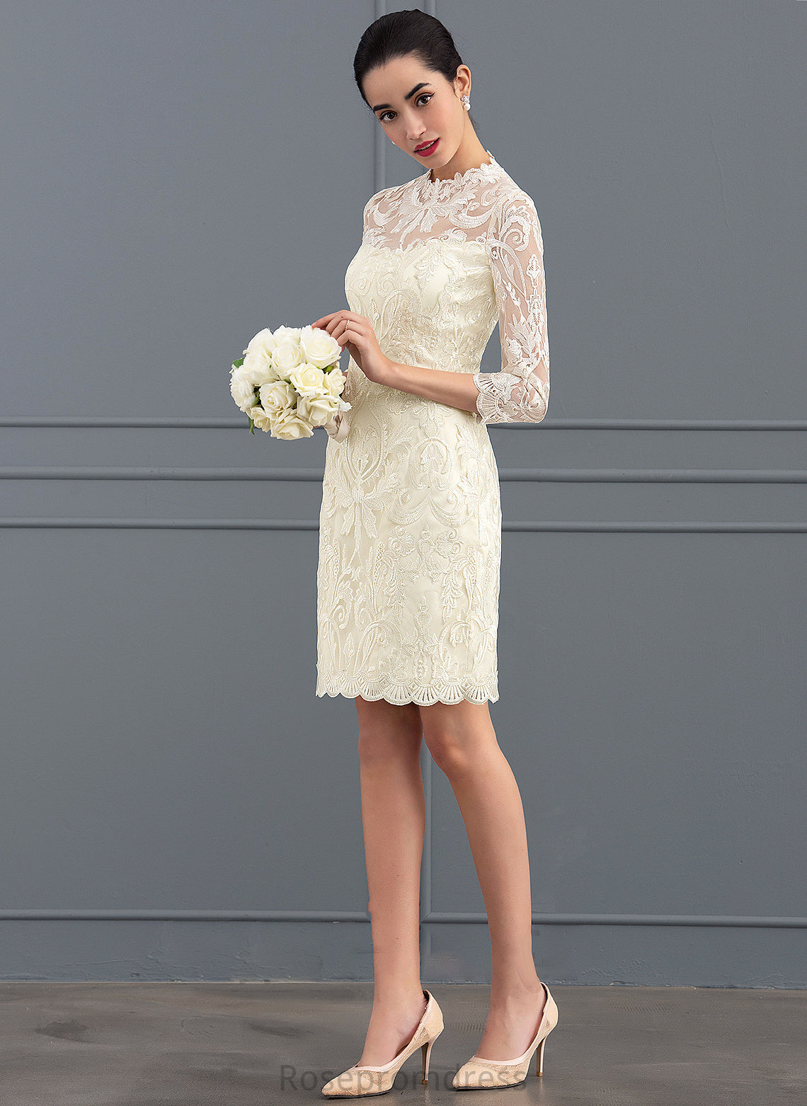 Neck Leia Wedding Dresses Sheath/Column Dress Lace High Knee-Length Wedding