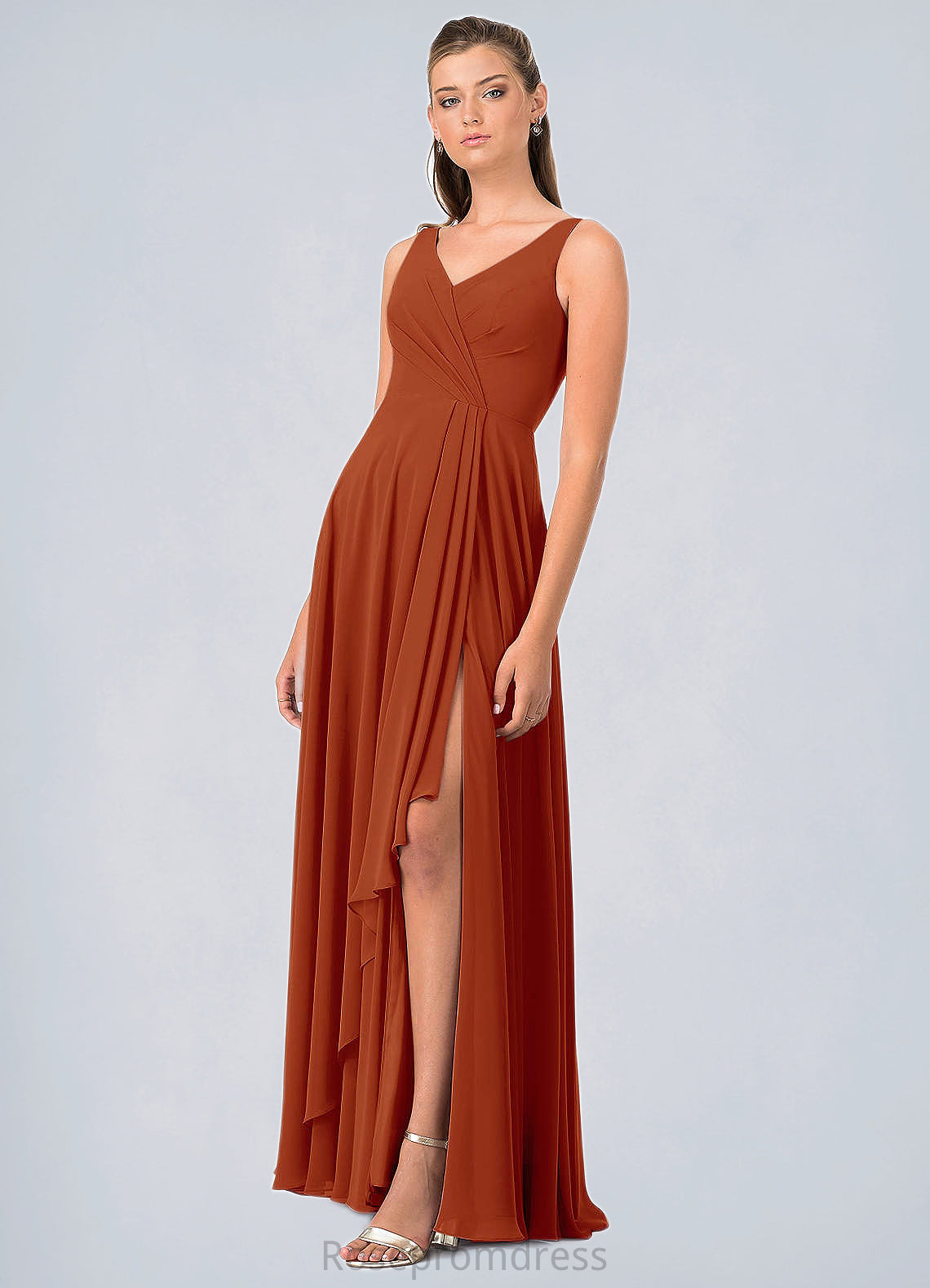 Anastasia A-Line Ruched Chiffon Floor-Length Dress SRSP0019734