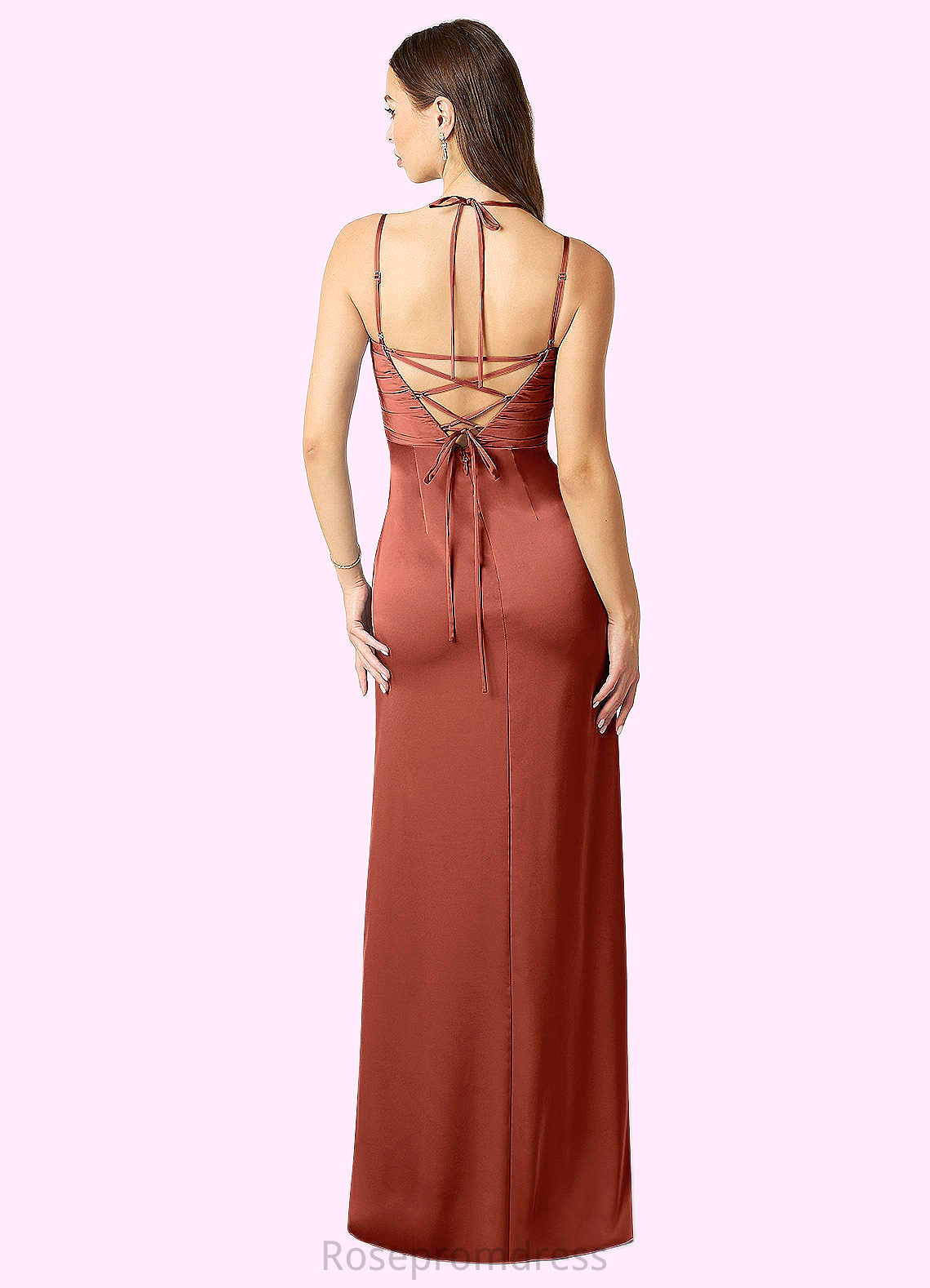 Reyna Sheath Corset Stretch Satin Floor-Length Dress SRSP0019662