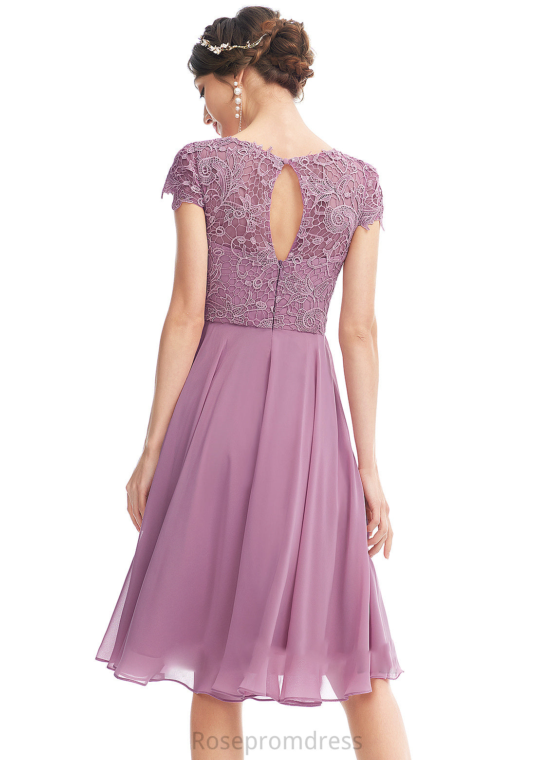 Straps Fabric Lace A-Line Length ScoopNeck Knee-Length Silhouette Neckline Alexis Natural Waist One Shoulder Bridesmaid Dresses