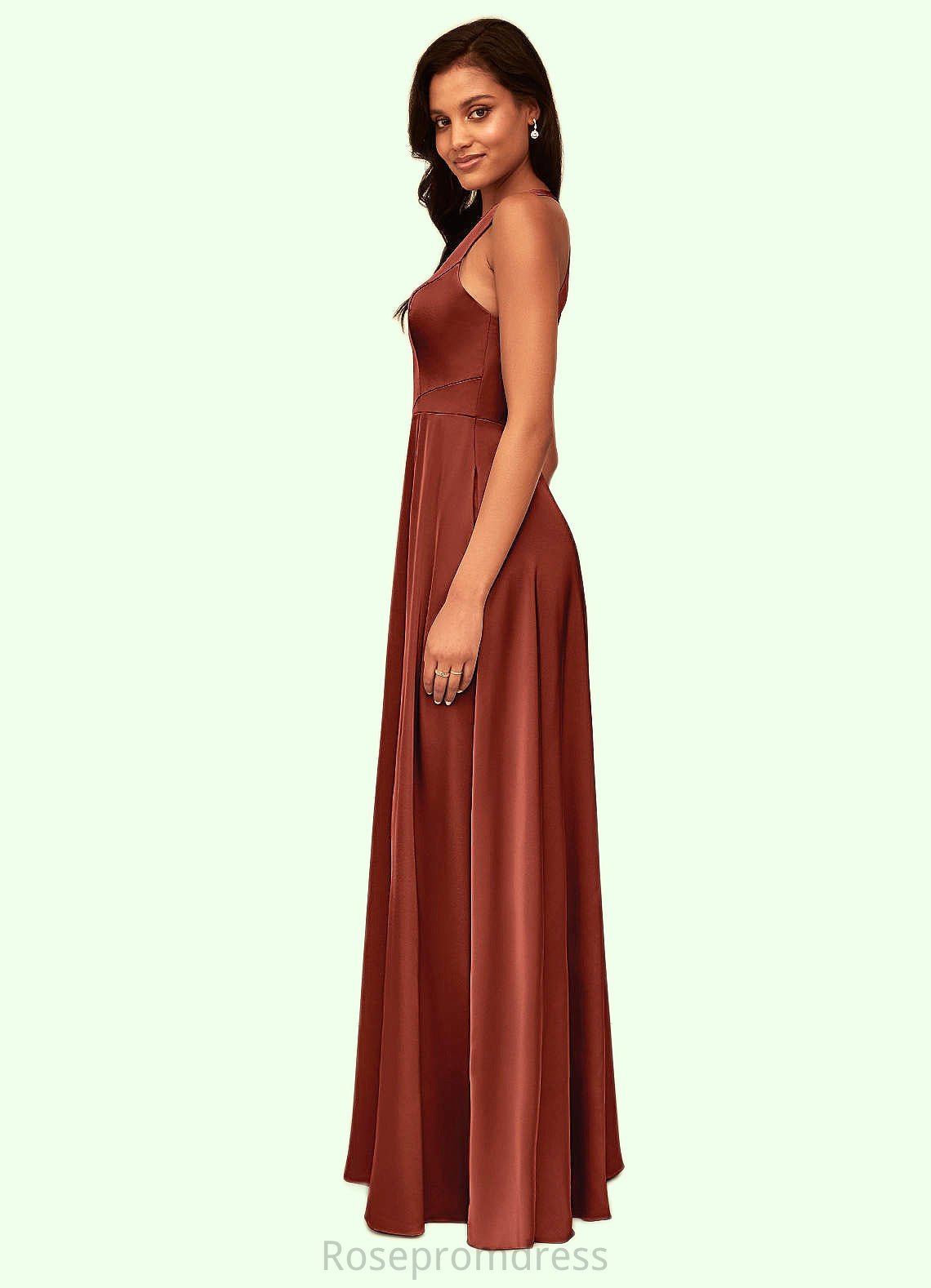 Jazmine A-Line Stretch Satin Floor-Length Dress SRSP0019649
