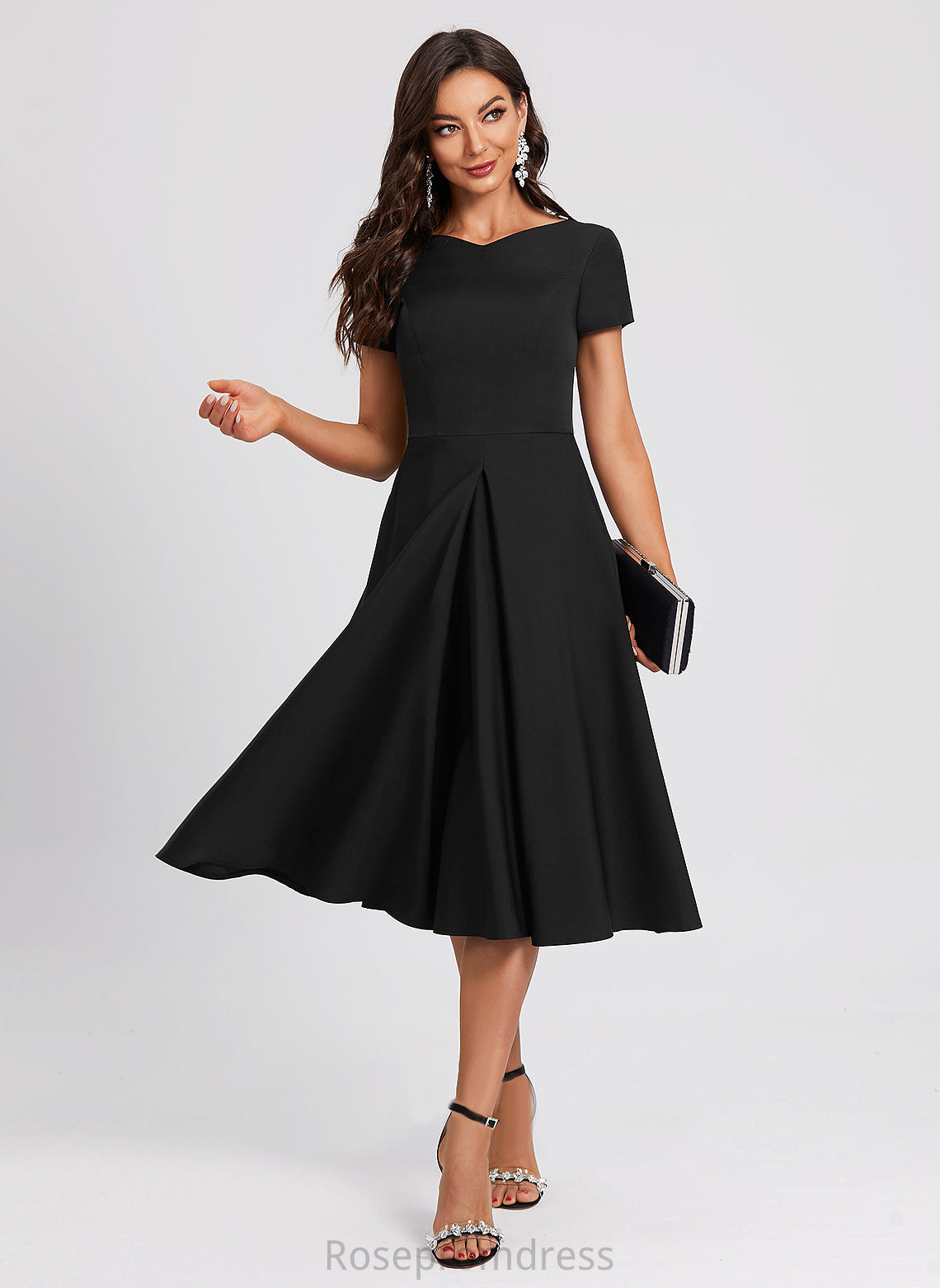 Sherry Dress Crepe Cocktail Dresses V-neck A-Line Knee-Length Stretch Cocktail