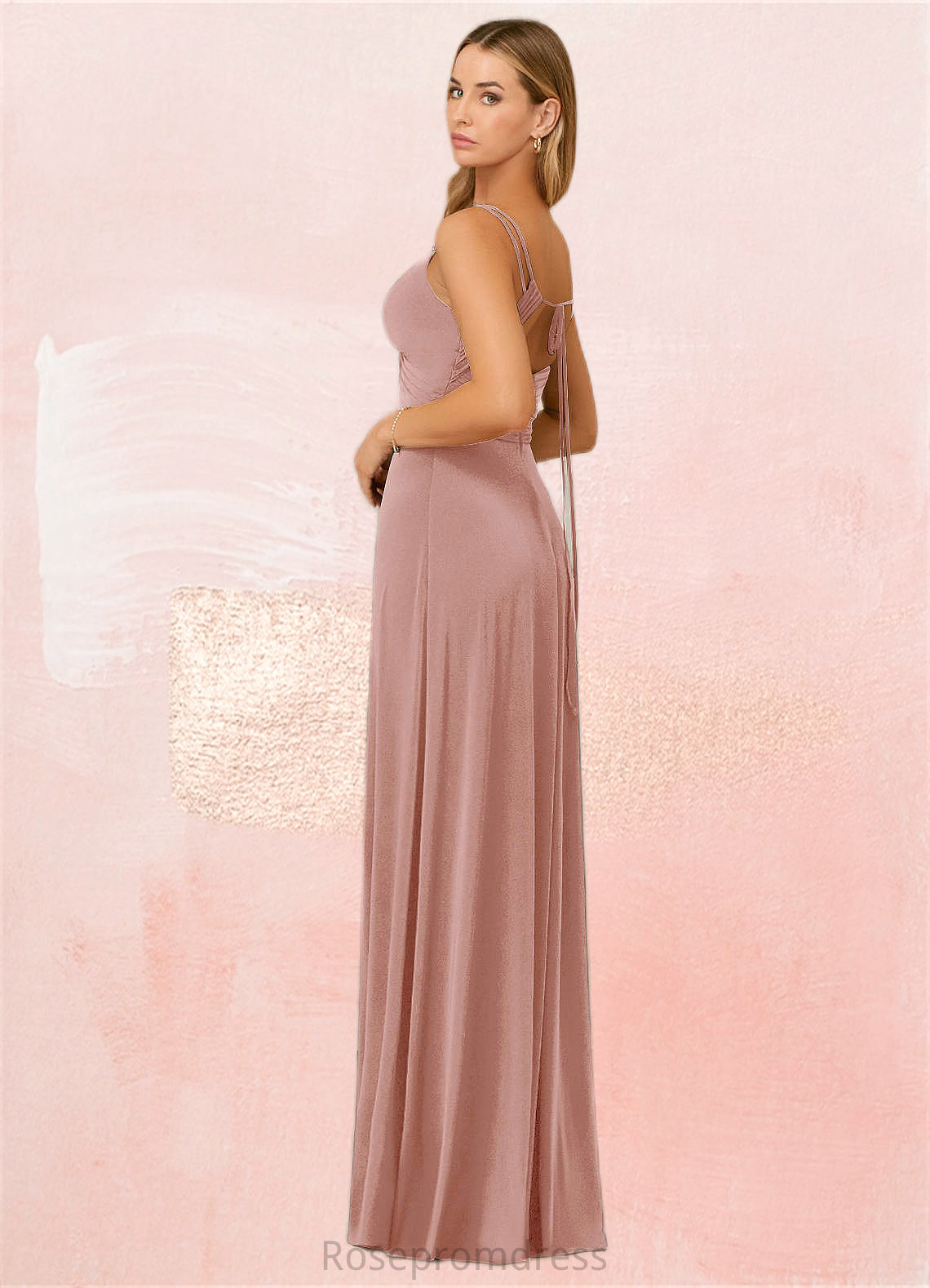 Marisol A-Line Pleated Luxe Knit Floor-Length Dress SRSP0019809