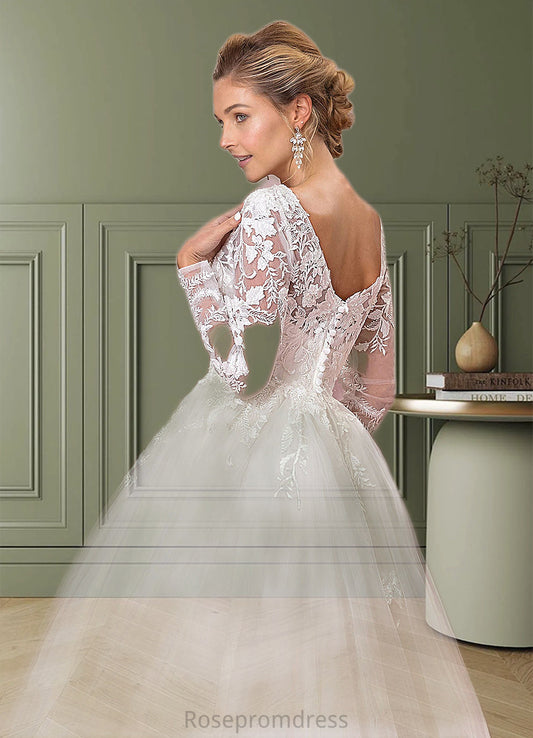 Natalie A-Line Sequins Tulle Chapel Train Dress SRSP0020096