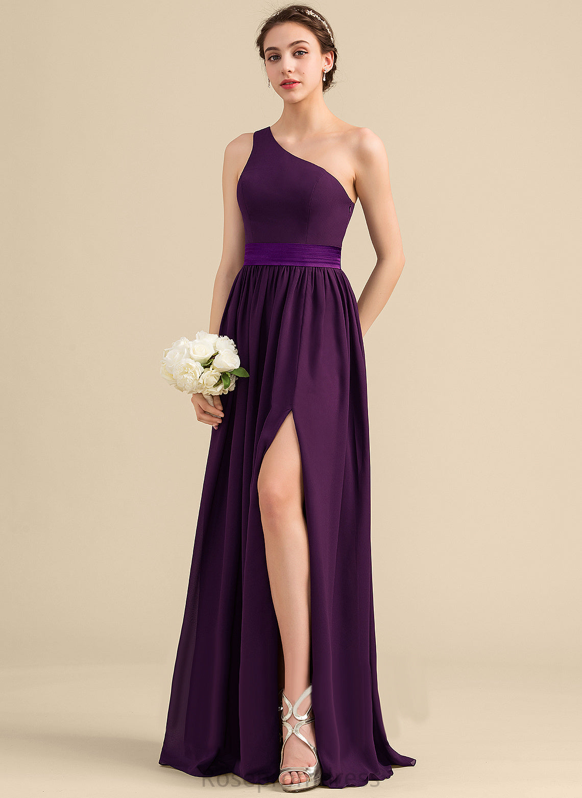 Fabric Silhouette Neckline OneShoulder A-line Charmeuse Length Floor-Length Straps&Sleeves Rosalind Sheath/Column Sleeveless Bridesmaid Dresses