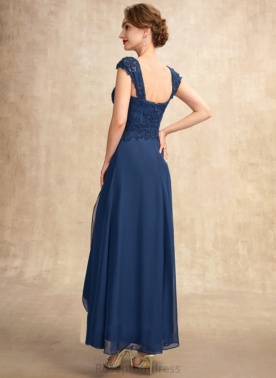 Chiffon Dress Neckline Lace of Square Asymmetrical Mother of the Bride Dresses the Mother Bride A-Line Vicky