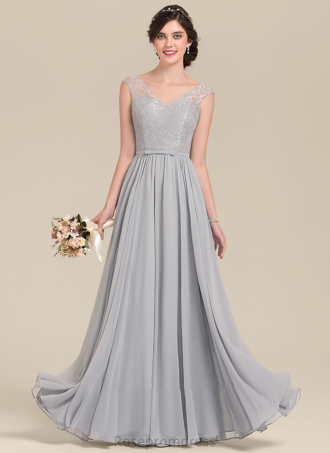 V-neck Floor-Length Embellishment A-Line Bow(s) Neckline Length Fabric Silhouette Carolina Bridesmaid Dresses