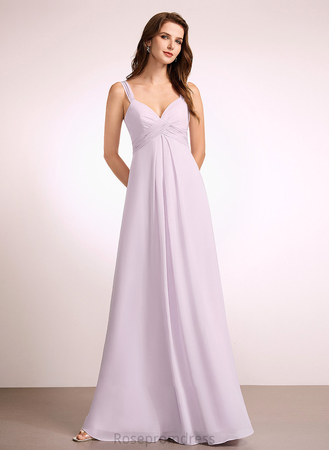 Length Fabric Embellishment Neckline A-Line Ruffle V-neck Silhouette Floor-Length Viv Natural Waist Floor Length Bridesmaid Dresses