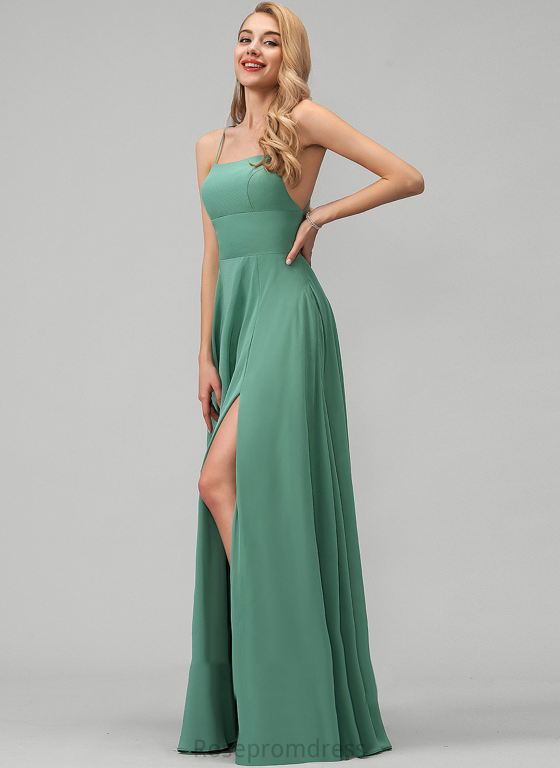 Fabric Neckline A-Line Square Straps&Sleeves Floor-Length Silhouette Length Logan V-Neck A-Line/Princess Natural Waist Bridesmaid Dresses