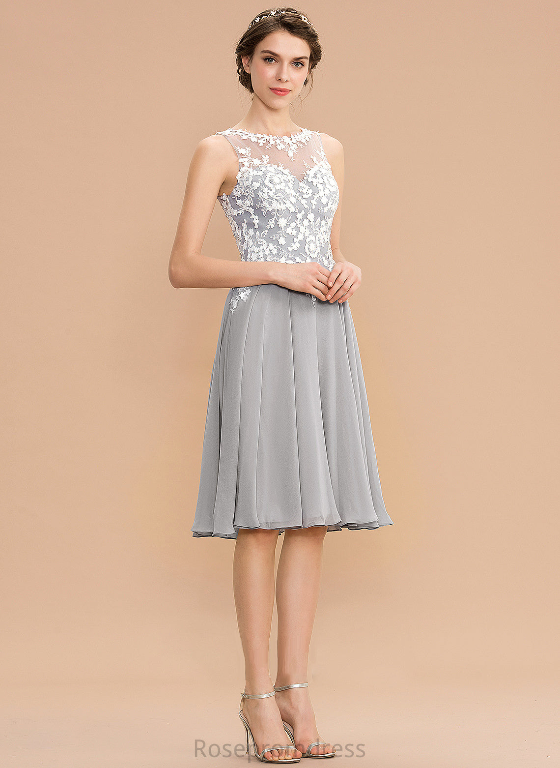 Silhouette Length Fabric Knee-Length A-Line Neckline Lace Straps ScoopNeck Daniella Bridesmaid Dresses