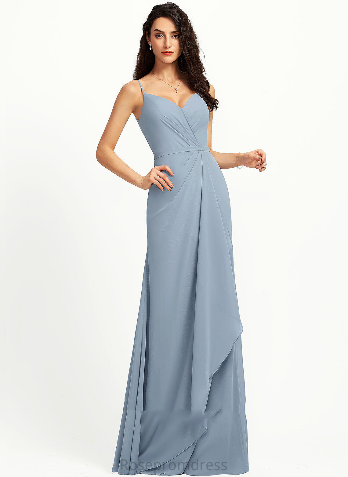 Silhouette V-neck Neckline Straps Length Sheath/Column Floor-Length Fabric Aria Floor Length Empire Waist A-Line/Princess Bridesmaid Dresses