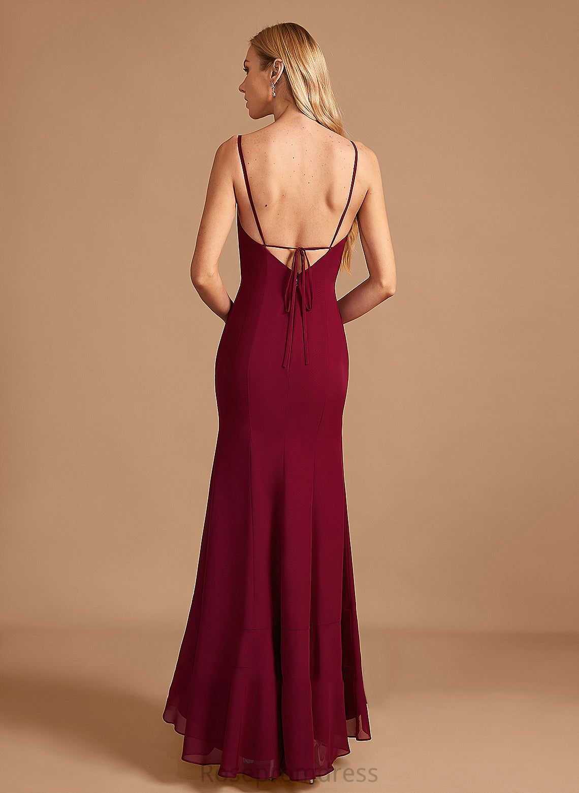 Floor-Length SplitFront Silhouette Neckline Length SquareNeckline Trumpet/Mermaid Embellishment Ruffle Fabric Sasha Floor Length Bridesmaid Dresses