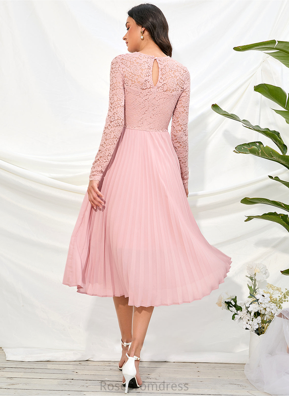 Knee-Length Silhouette Fabric Length Lace A-Line Sleeve Sleeves Straps Jaden A-Line/Princess Floor Length Bridesmaid Dresses