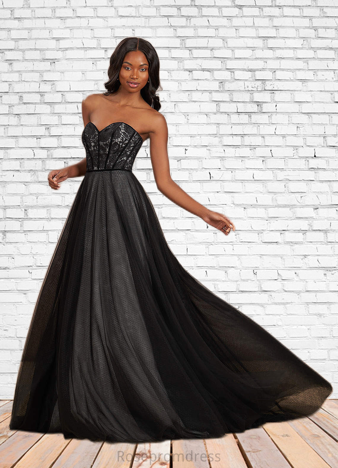 Mariam Ball-Gown Lace Tulle Sweep Train Dress SRSP0020117