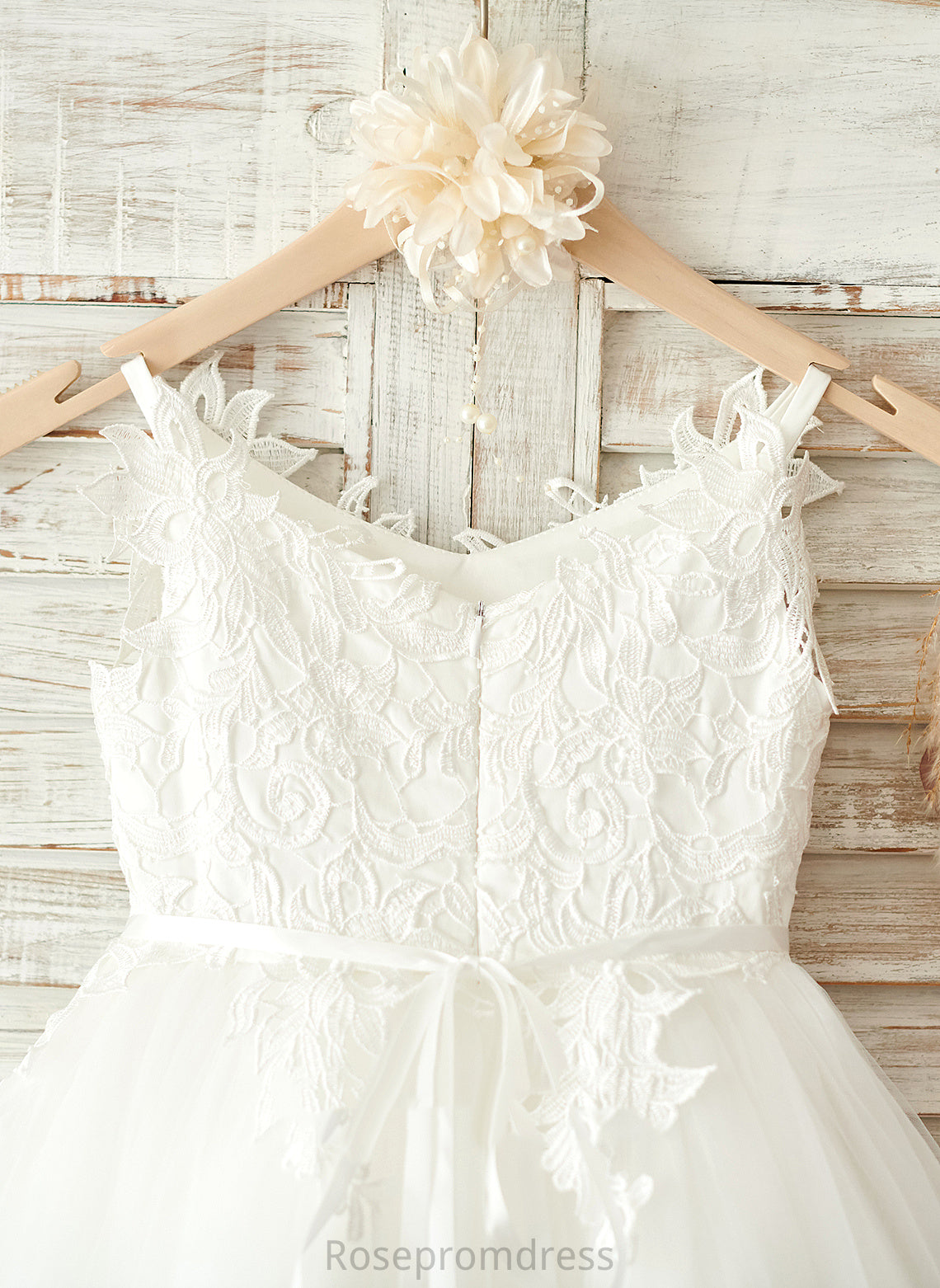 Knee-length Laylah Straps - Flower Rhinestone Sleeveless Tulle/Lace Flower Girl Dresses Dress Girl With A-Line