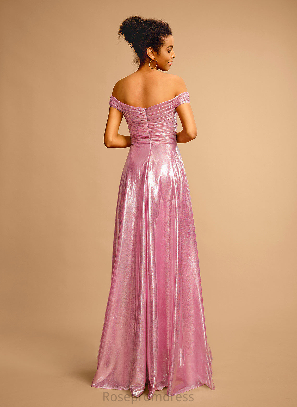 Sequins With A-Line Mercedes Off-the-Shoulder Pleated Prom Dresses Floor-Length Satin