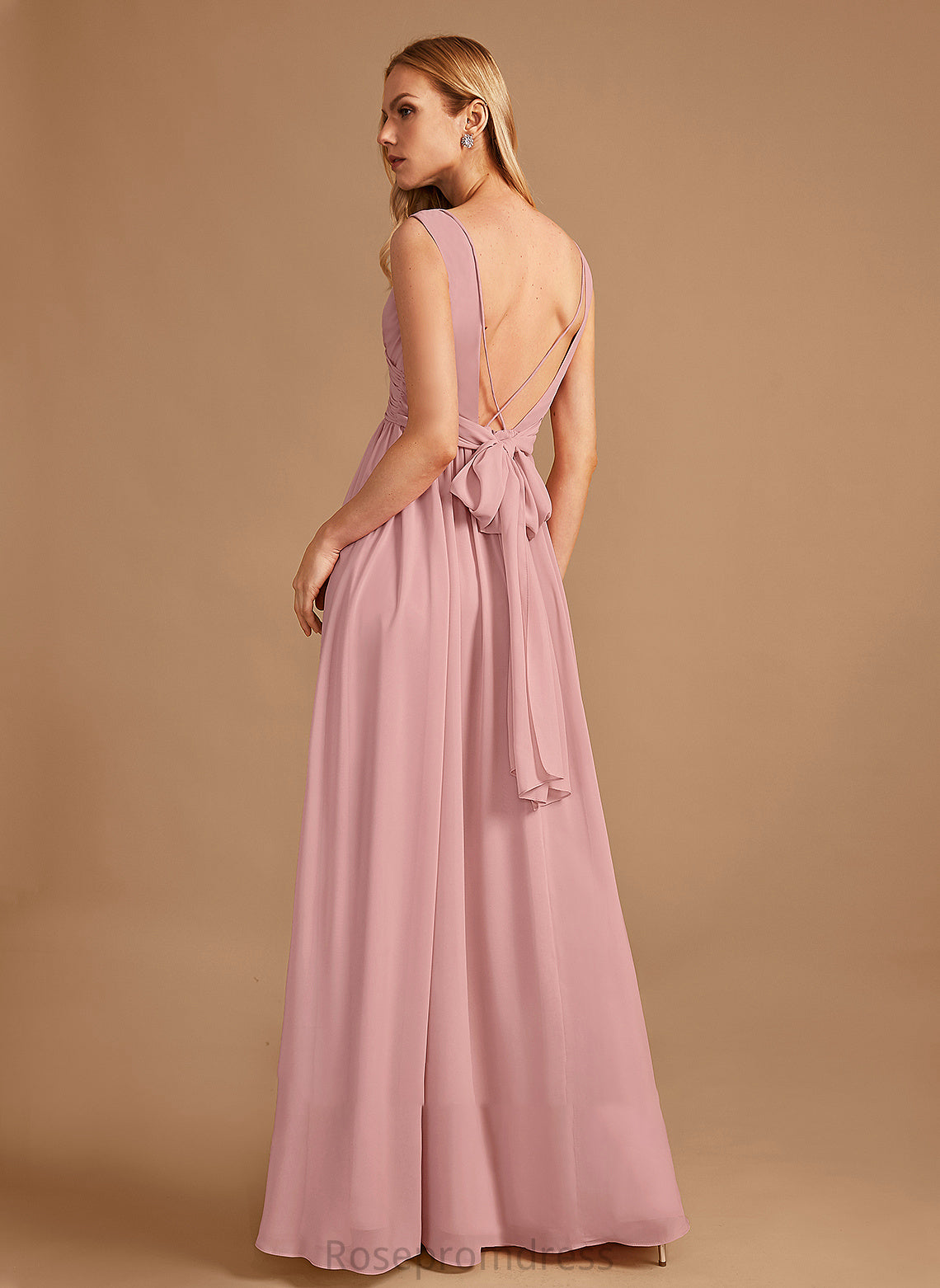 Bow(s) Neckline Ruffle V-neck Silhouette Embellishment Fabric A-Line Length Floor-Length Dylan Bridesmaid Dresses