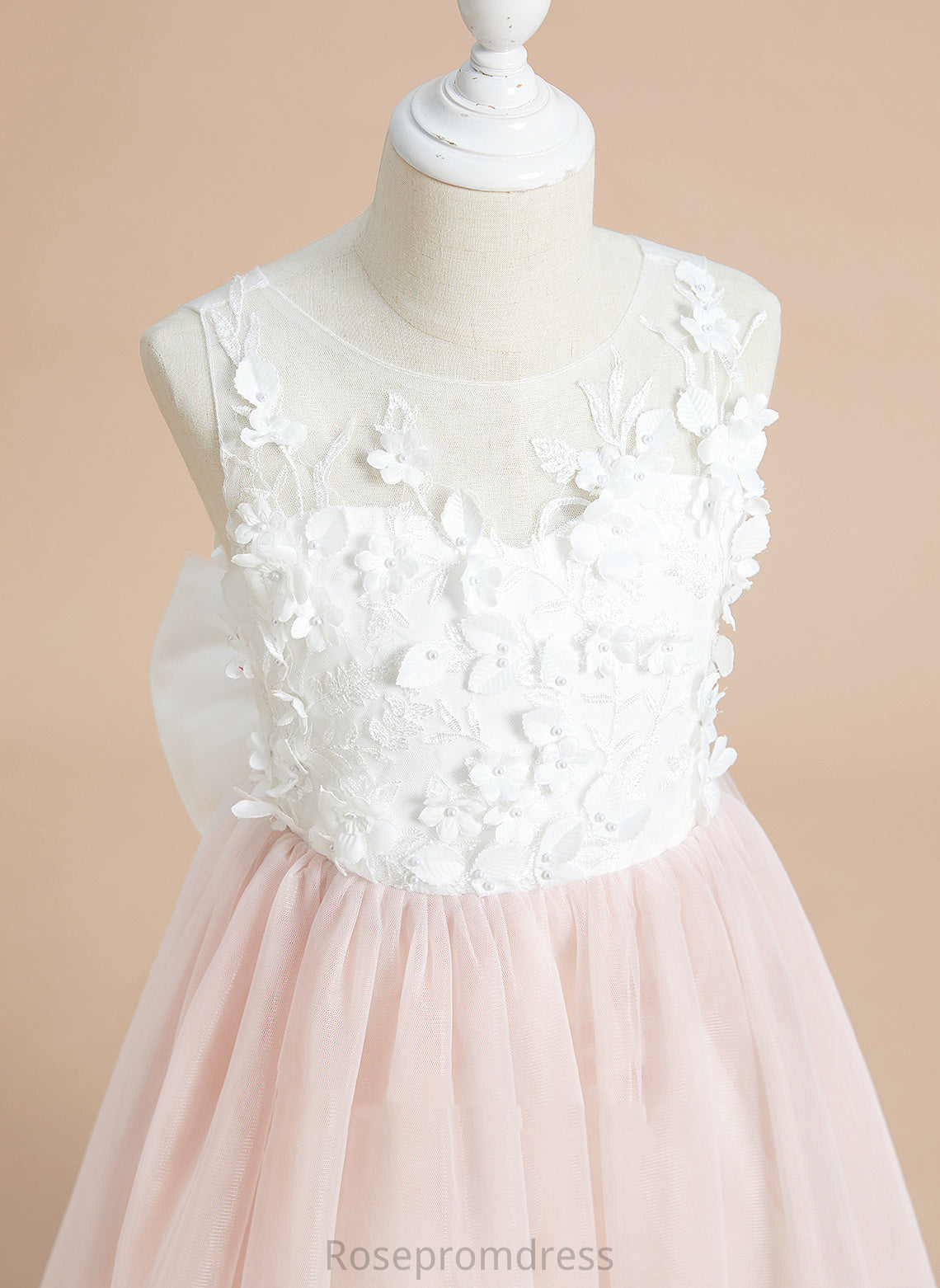 Scoop Tulle Lace/Flower(s)/Bow(s) A-Line Hallie Flower Girl Dresses Neck - Flower Girl With Tea-length Sleeveless Dress